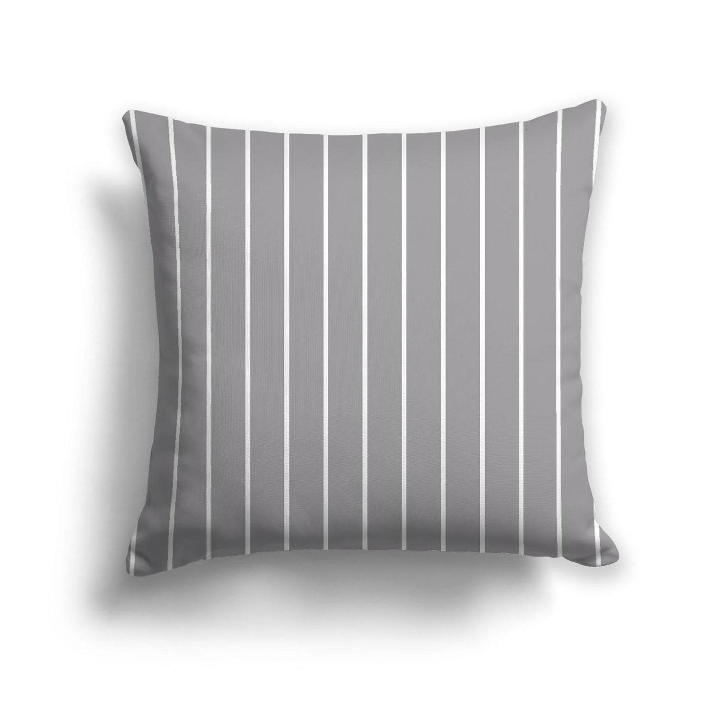 Grey Cotton Canvas Cushion Covers with Fine Off-White Stripes on Front, CACU-1203-152