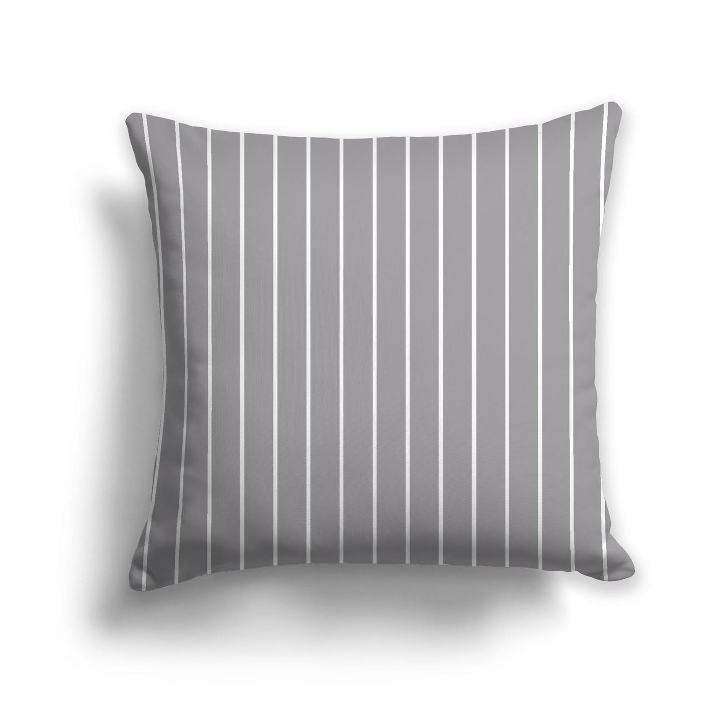 Grey Cotton Canvas Cushion Covers with Fine Off-White Stripes on Front, CACU-1203-152