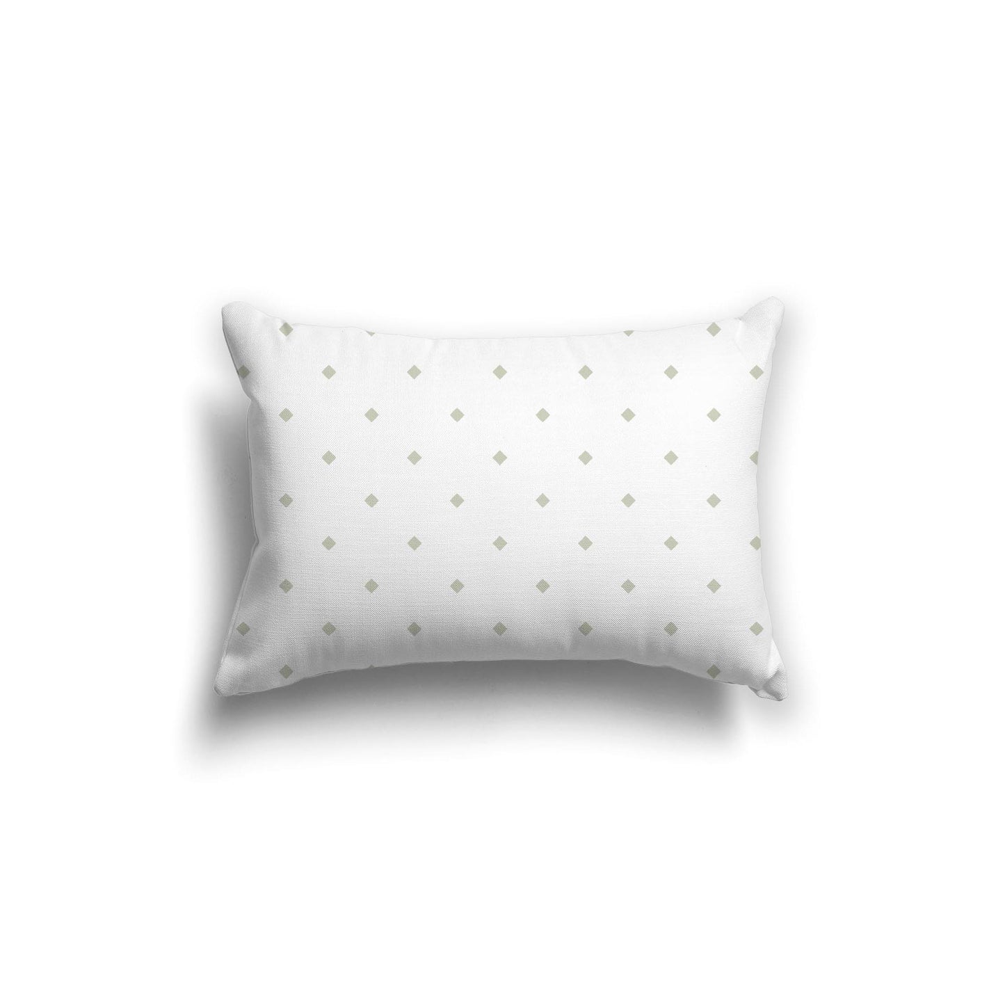 Off-White Cotton Canvas Cushion Covers with Pale Green Diamonds on Front, CACU-1241-101