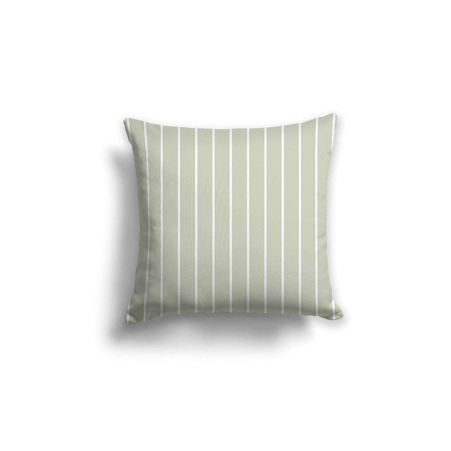 Pale Green Cotton Canvas Cushion Covers with Fine Off-White Stripes on Front, CACU-1241-152