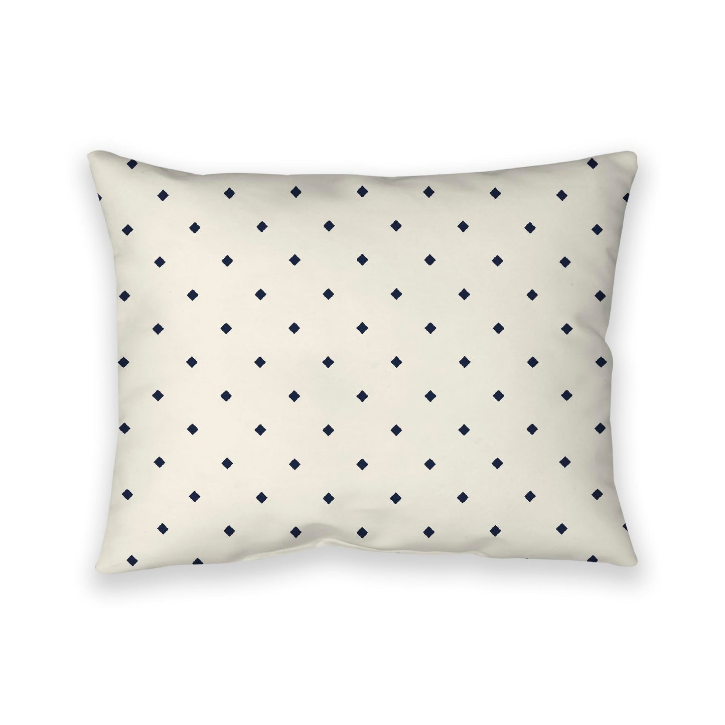 Pale Cream Cotton Canvas Cushion Covers with Navy Blue Diamonds on Front, 26 x 20 inches / 66 x 51 cm