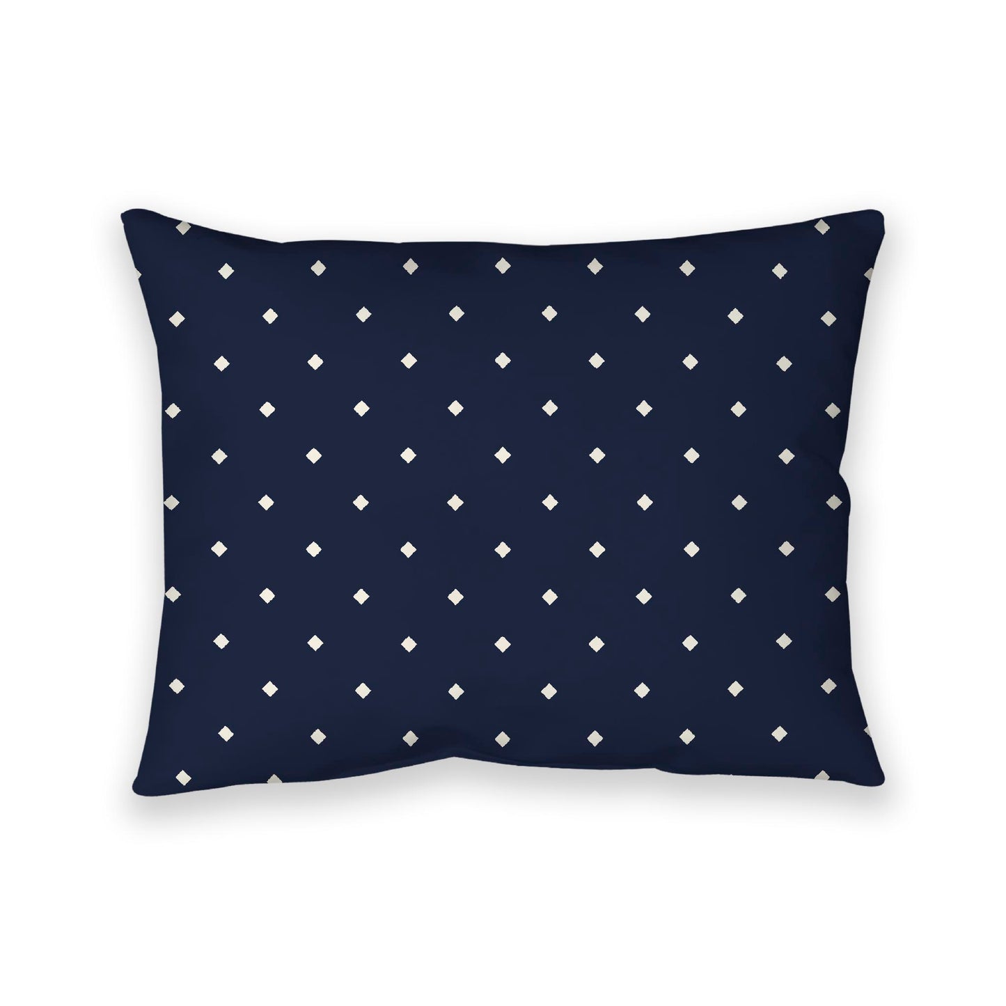 Navy Blue Cotton Canvas Cushion Covers with Pale Cream Diamonds on Front, 26 x 20 inches / 66 x 51 cm