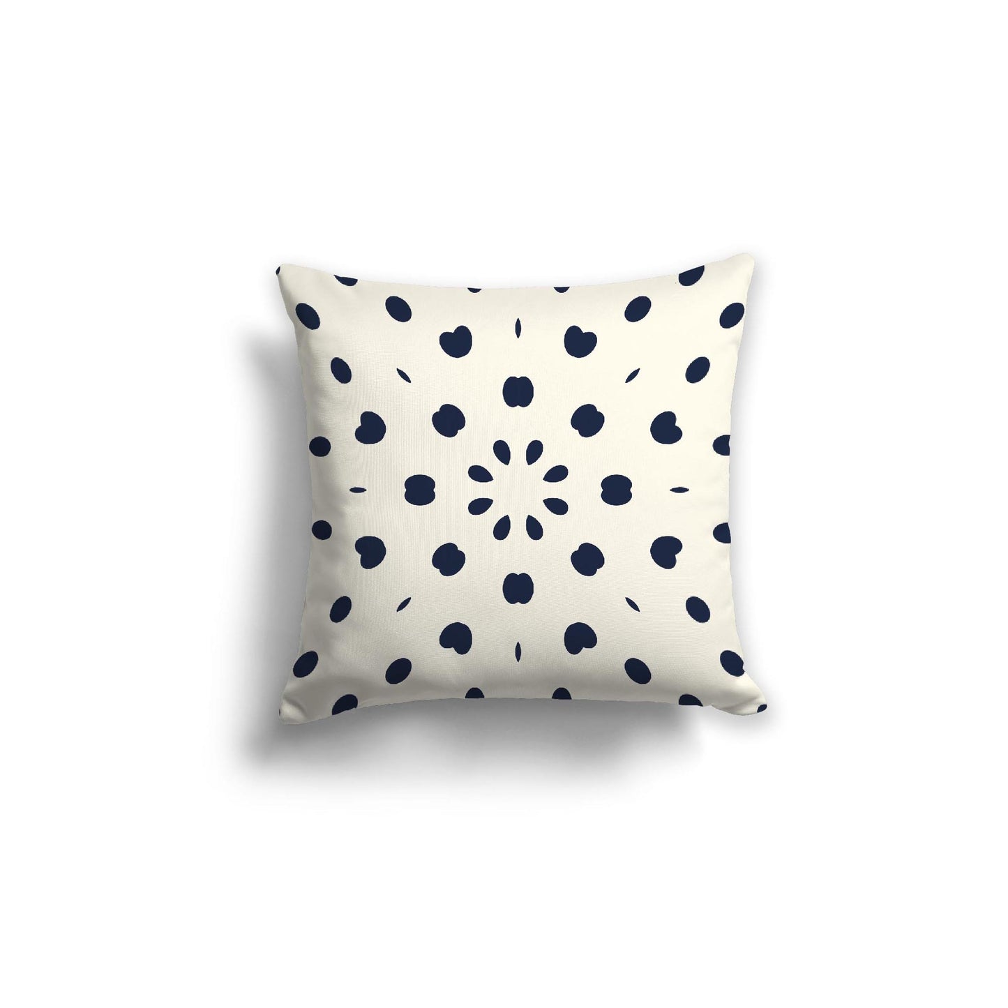 Pale Cream Cotton Canvas Cushion Covers with Navy Blue Burst Pattern on Front, 18 x 18 inches / 46 x 46 cm