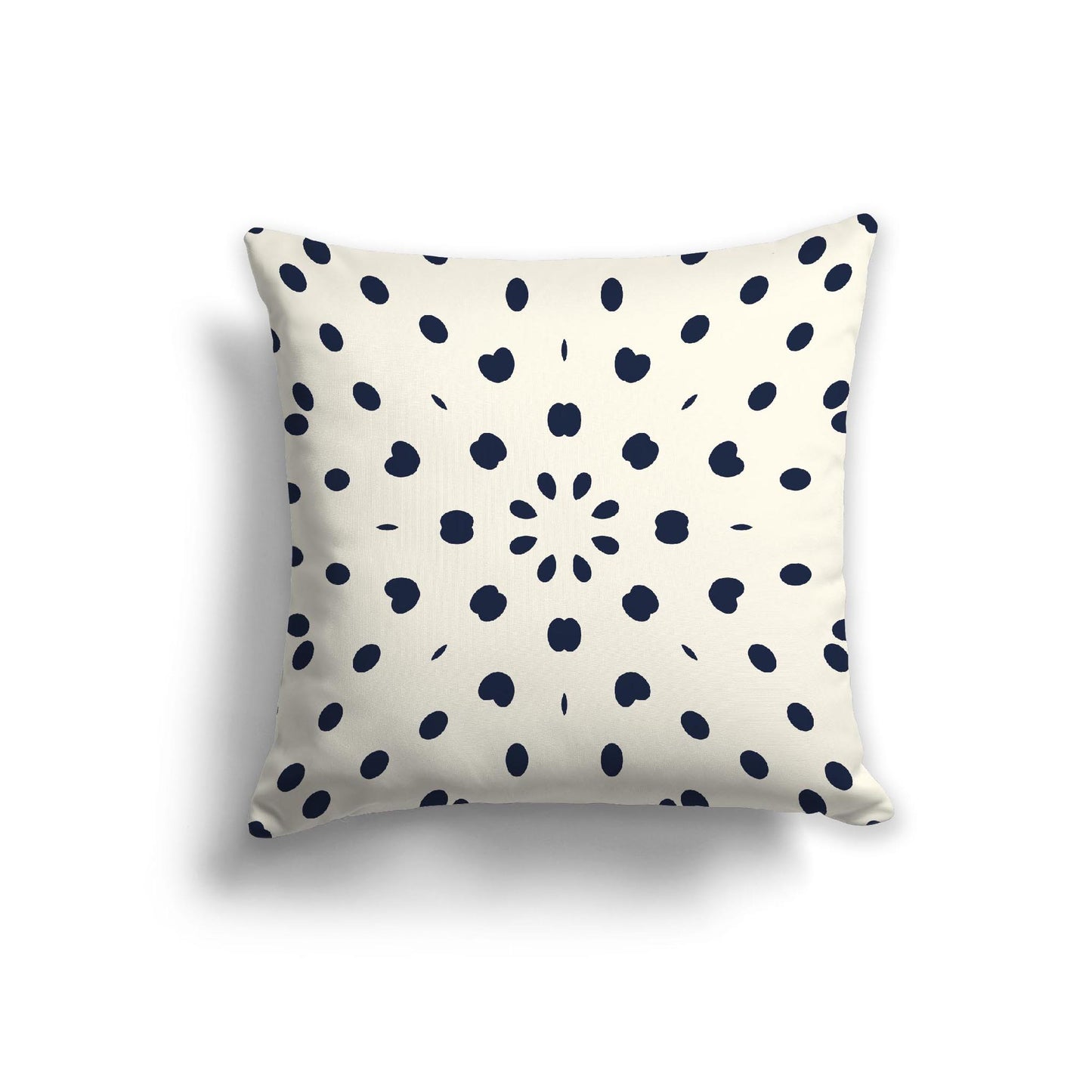 Pale Cream Cotton Canvas Cushion Covers with Navy Blue Burst Pattern on Front, 22 x 22 inches