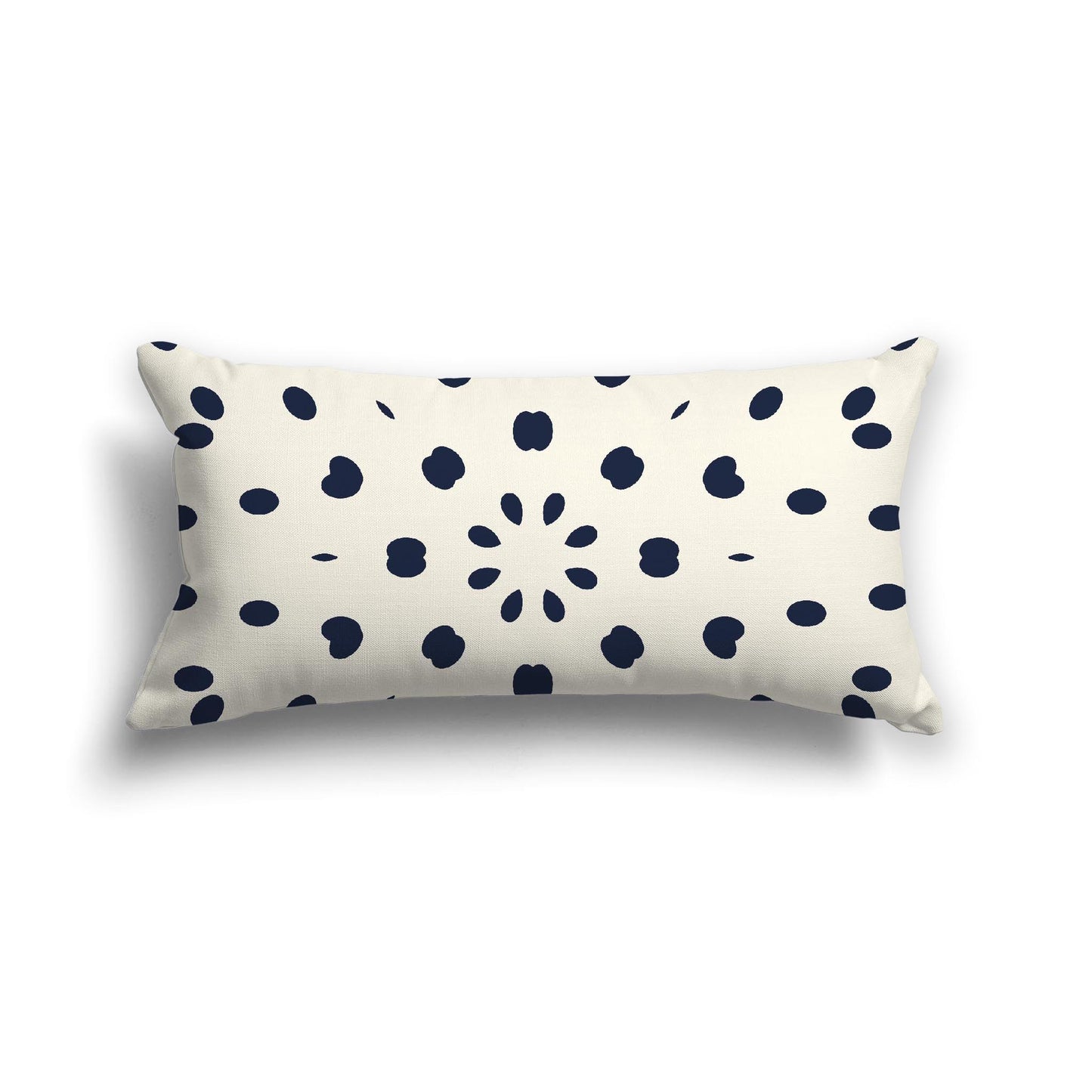 Pale Cream Cotton Canvas Cushion Covers with Navy Blue Burst Pattern on Front, 24 x 12 inches / 61 x 30 cm
