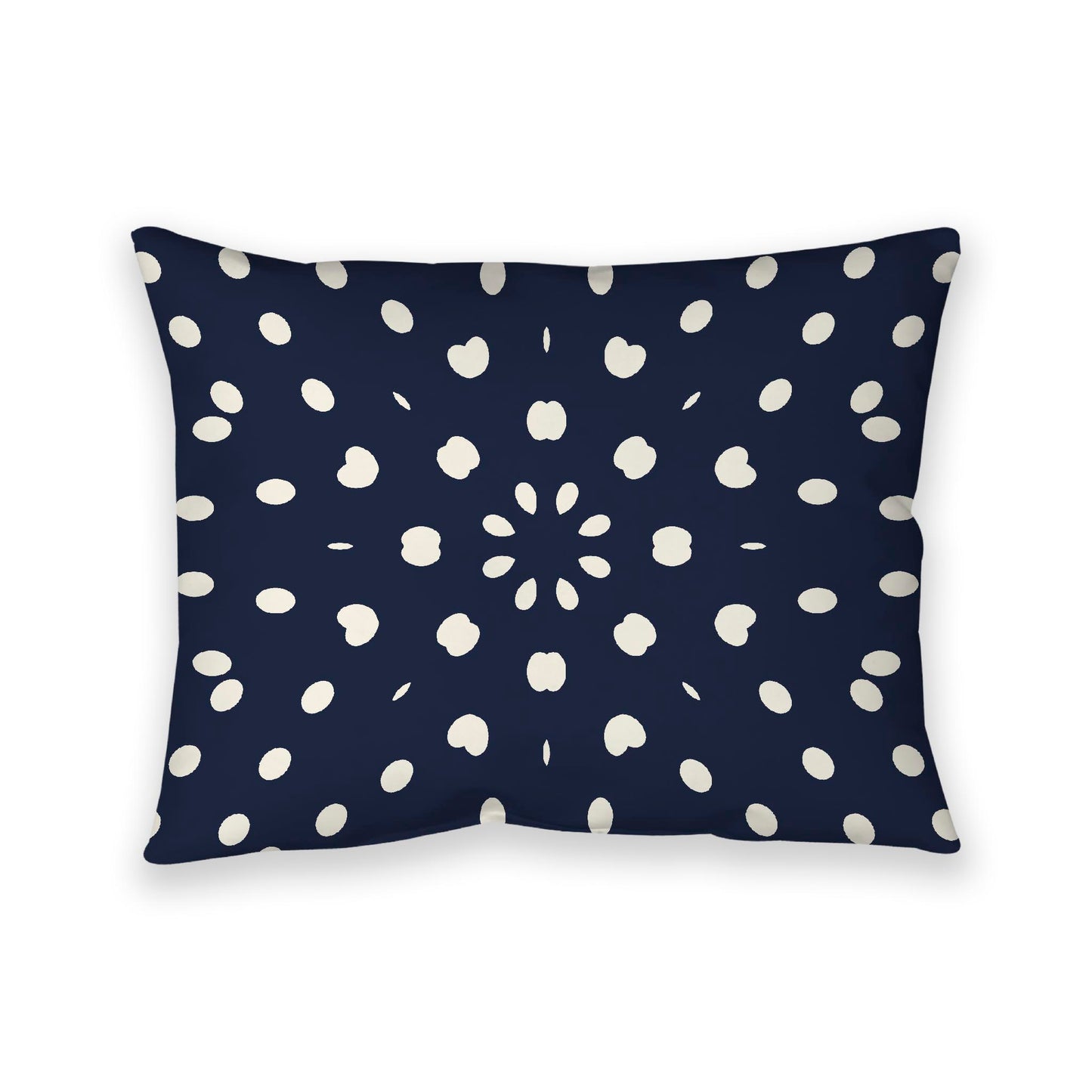Navy Blue Cotton Canvas Cushion Covers with Pale Cream Burst Pattern on Front, 26 x 20 inches / 66 x 51 cm