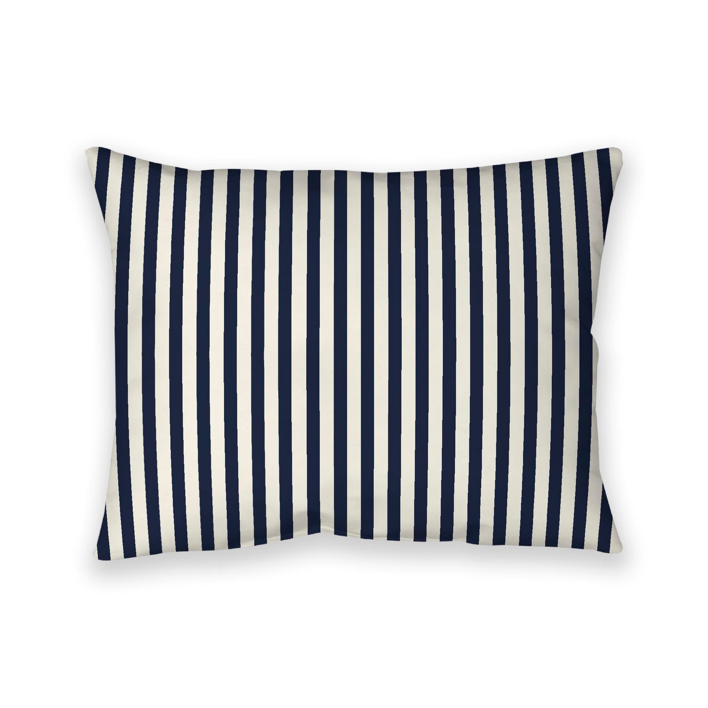 Pale Cream Cotton Canvas Cushion Covers with Thin Navy Blue Bars on Front, 26 x 20 inches / 66 x 51 cm