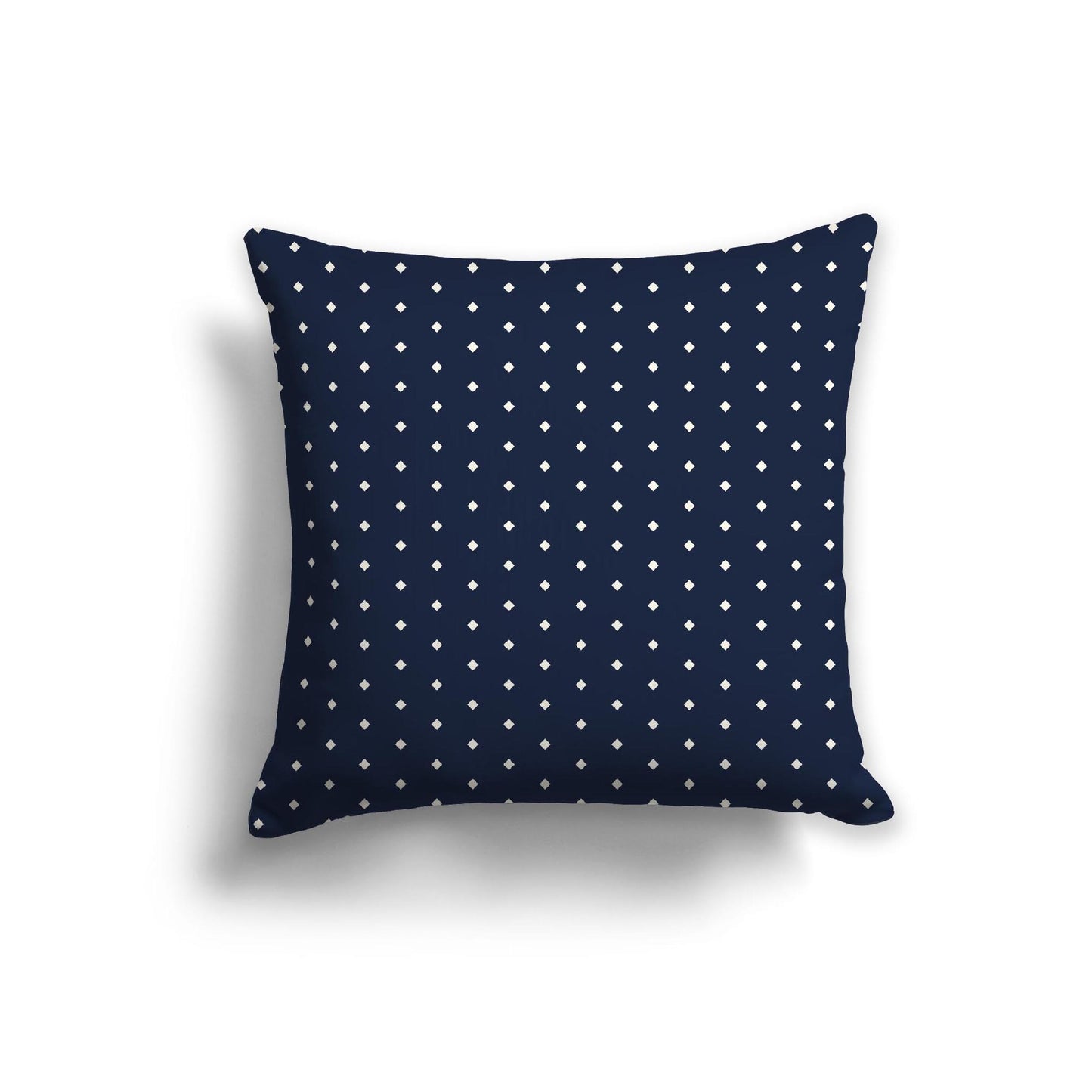 Navy Blue Cotton Canvas Cushion Covers with Fine Pale Cream Diamonds on Front, 22 x 22 inches