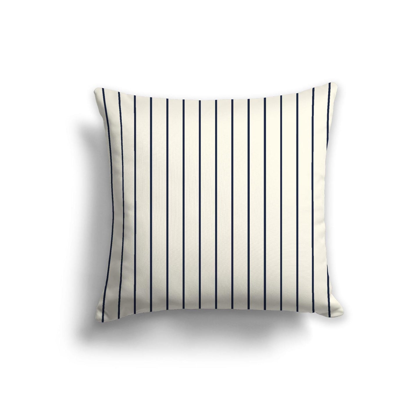 Pale Cream Cotton Canvas Cushion Covers with Fine Navy Blue Stripes on Front, 22 x 22 inches