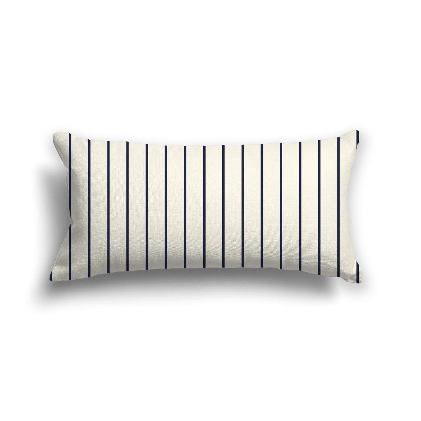 Pale Cream Cotton Canvas Cushion Covers with Fine Navy Blue Stripes on Front, 24 x 12 inches / 61 x 30 cm