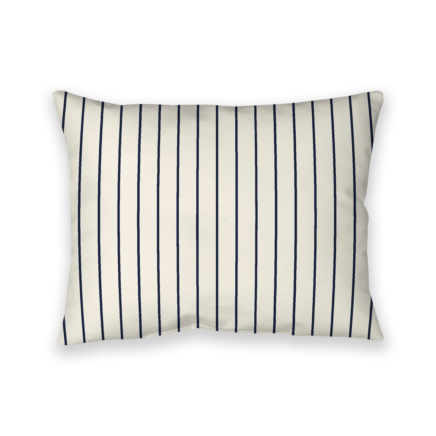 Pale Cream Cotton Canvas Cushion Covers with Fine Navy Blue Stripes on Front, 26 x 20 inches / 66 x 51 cm