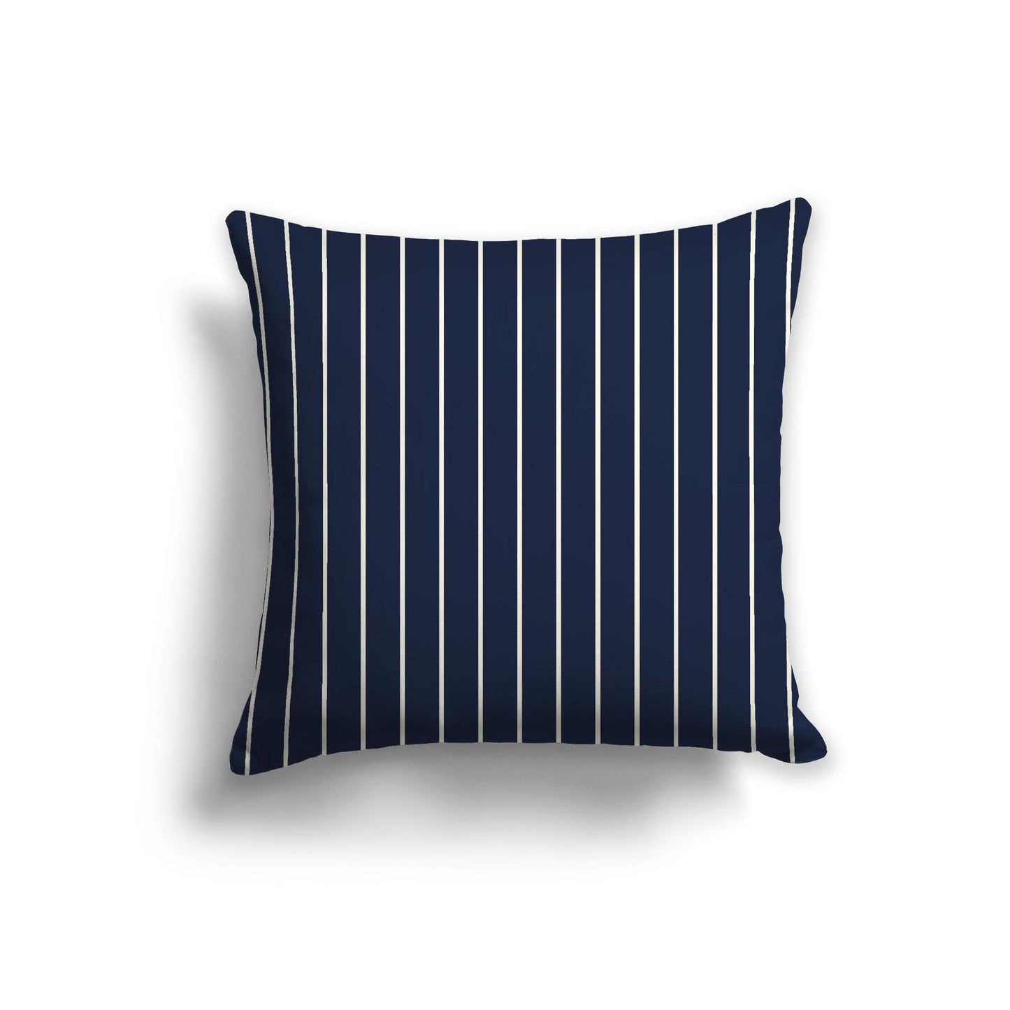 Navy Blue Cotton Canvas Cushion Covers with Fine Pale Cream Stripes on Front, 22 x 22 inches