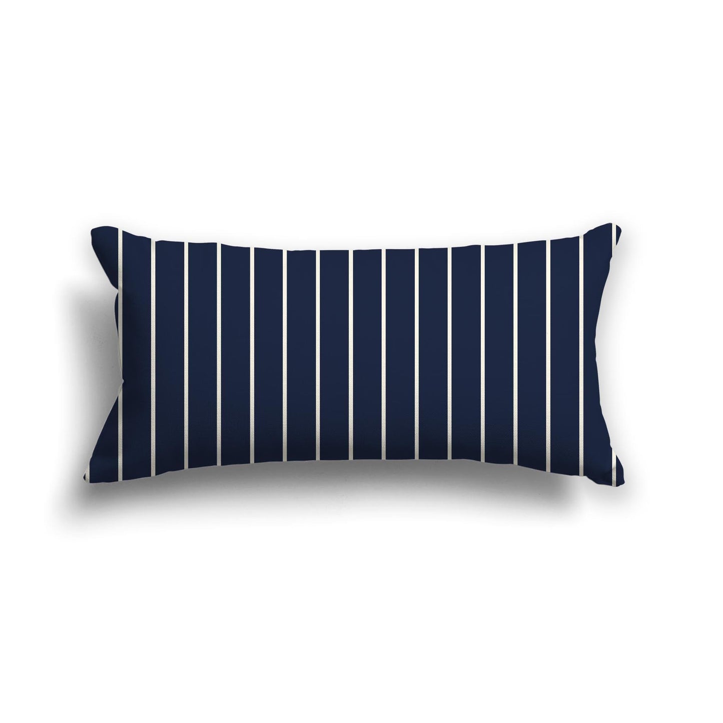 Navy Blue Cotton Canvas Cushion Covers with Fine Pale Cream Stripes on Front, 24 x 12 inches / 61 x 30 cm