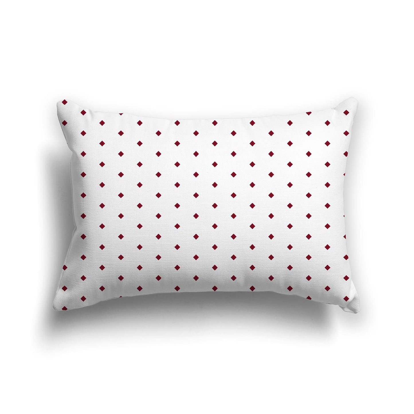 Off-White Cotton Canvas Cushion Covers with Fine Burgundy Red Diamonds on Front, 20 x 14 inches