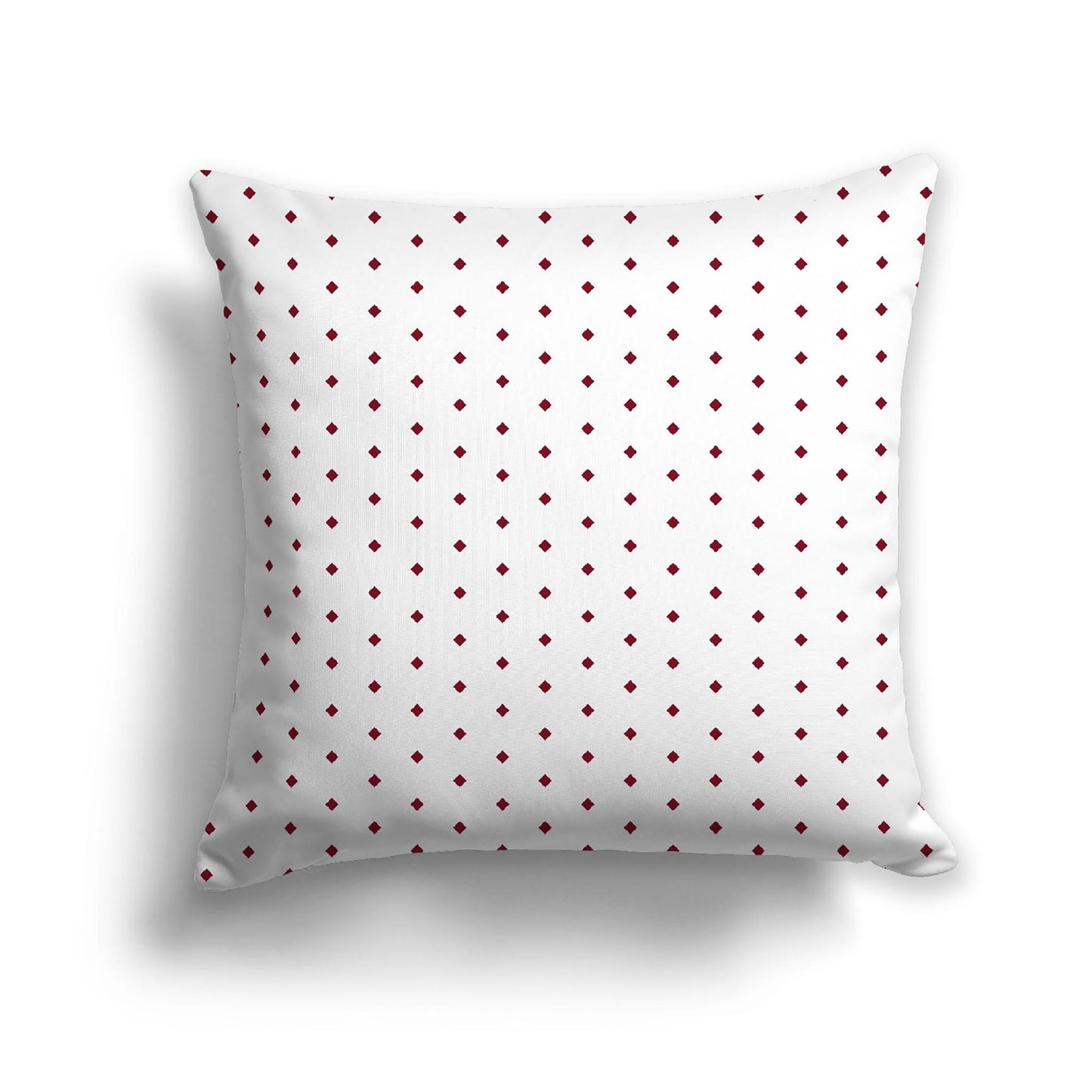 Off-White Cotton Canvas Cushion Covers with Fine Burgundy Red Diamonds on Front, 22 x 22 inches
