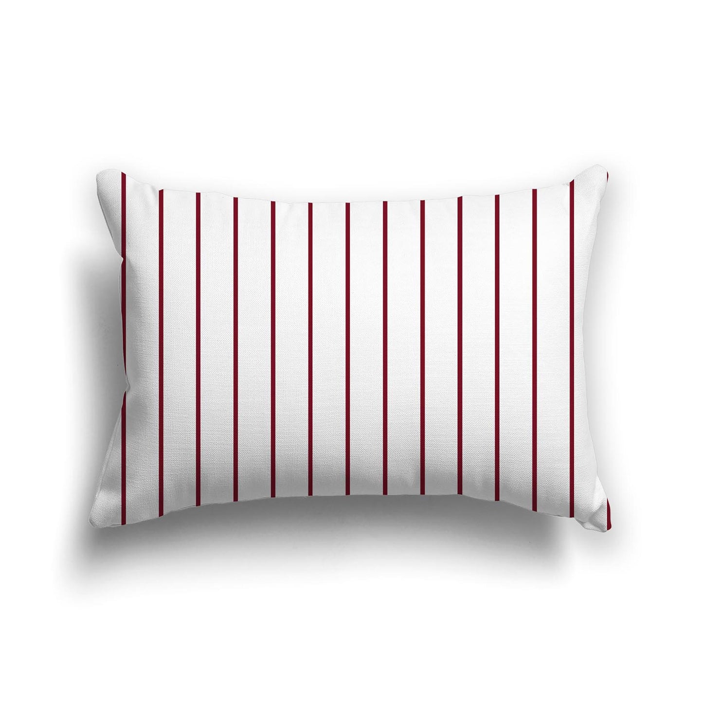 Off-White Cotton Canvas Cushion Covers with Fine Burgundy Red Stripes on Front, 20 x 14 inches