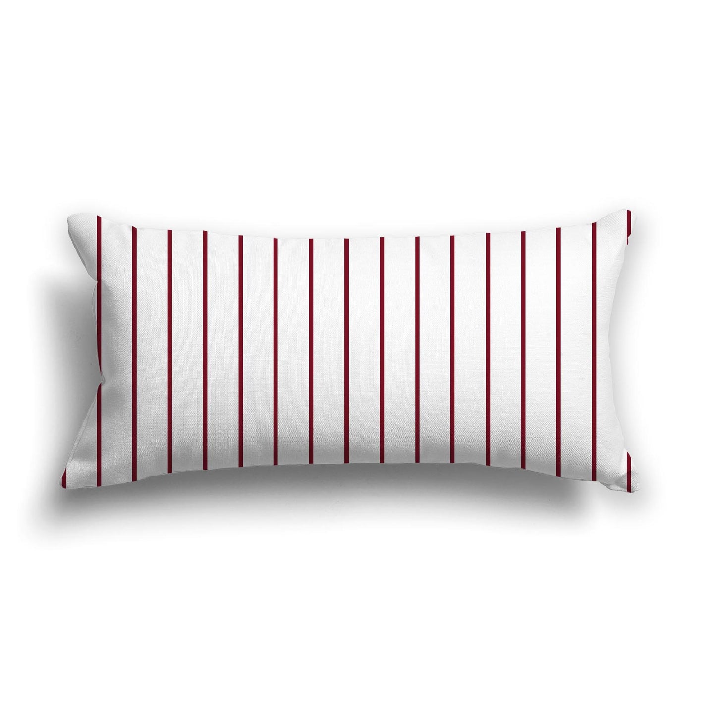 Off-White Cotton Canvas Cushion Covers with Fine Burgundy Red Stripes on Front, 24 x 12 inches / 61 x 30 cm