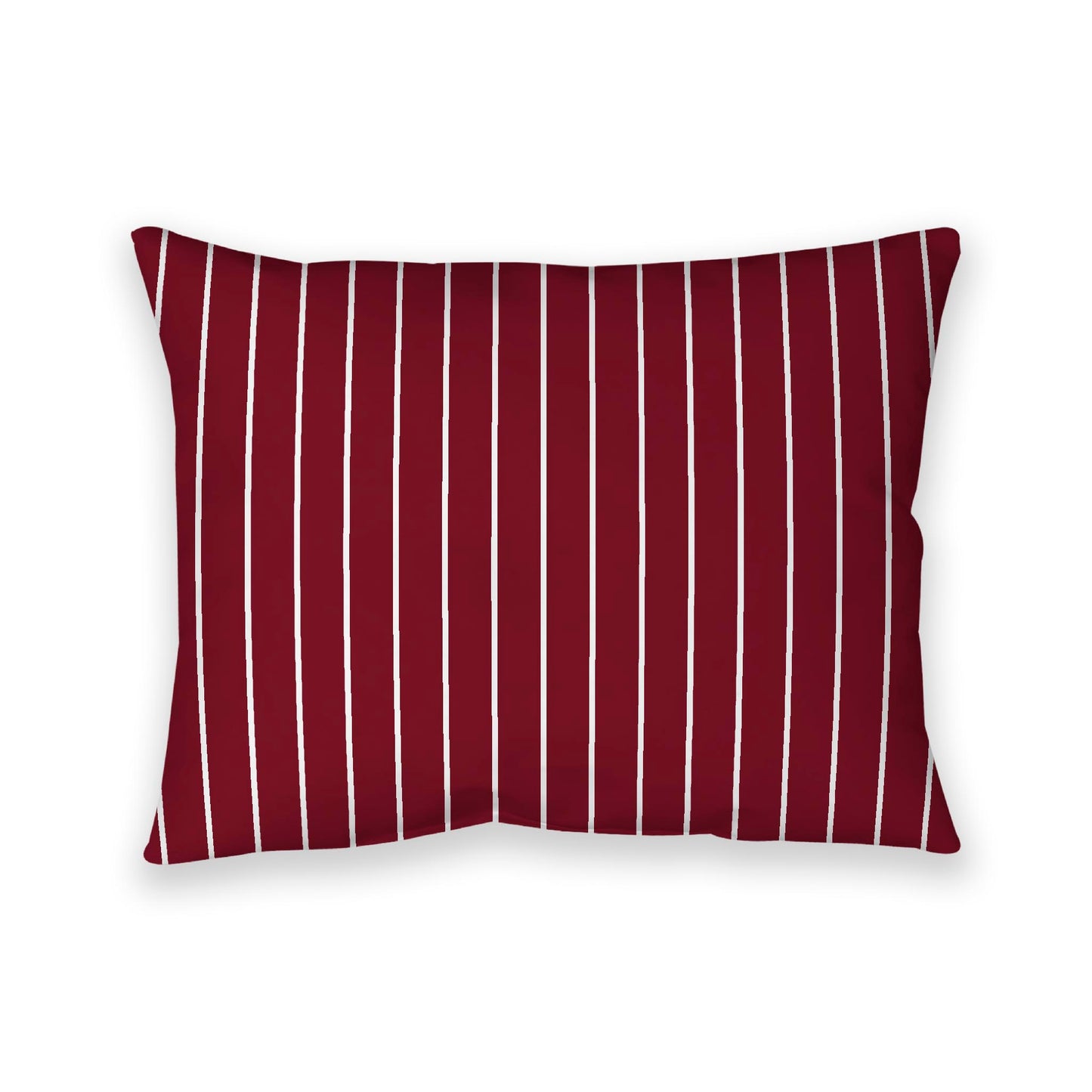 Burgundy Red Cotton Canvas Cushion Covers with Fine Off-White Stripes on Front, 26 x 20 inches / 66 x 51 cm