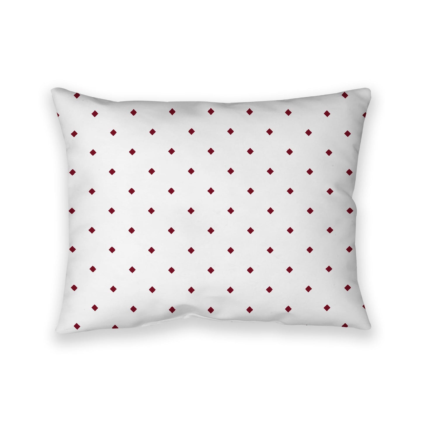 Off-White Cotton Canvas Cushion Covers with Burgundy Red Diamonds on Front, 26 x 20 inches / 66 x 51 cm