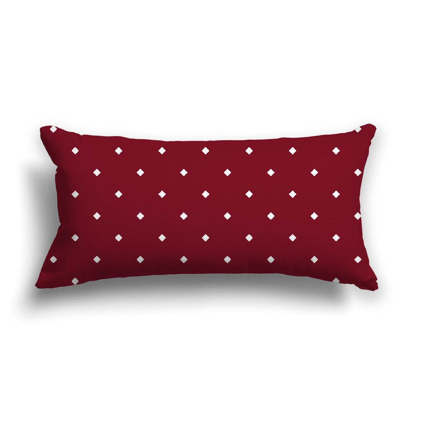 Burgundy Red Cotton Canvas Cushion Covers with Off-White Diamonds on Front, 24 x 12 inches / 61 x 30 cm