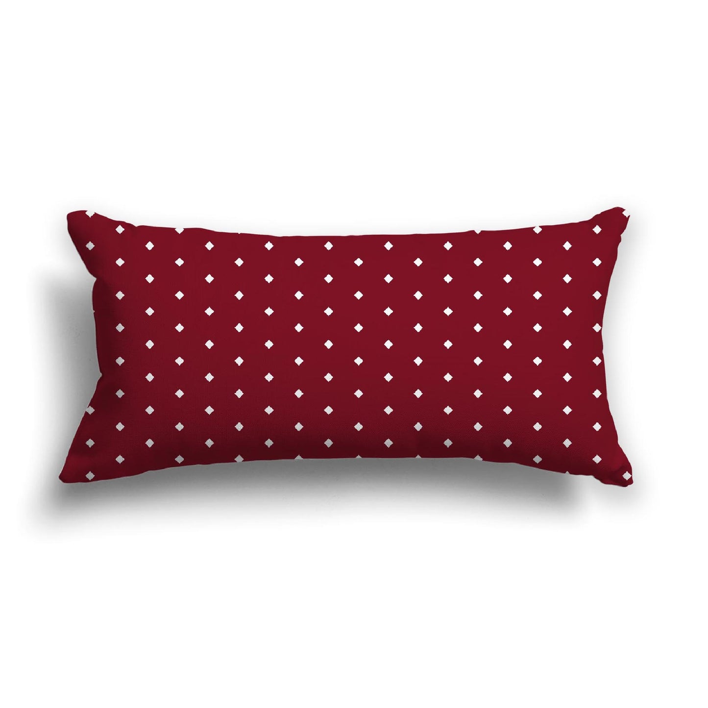 Burgundy Red Cotton Canvas Cushion Covers with Fine Off-White Diamonds on Front, 24 x 12 inches / 61 x 30 cm