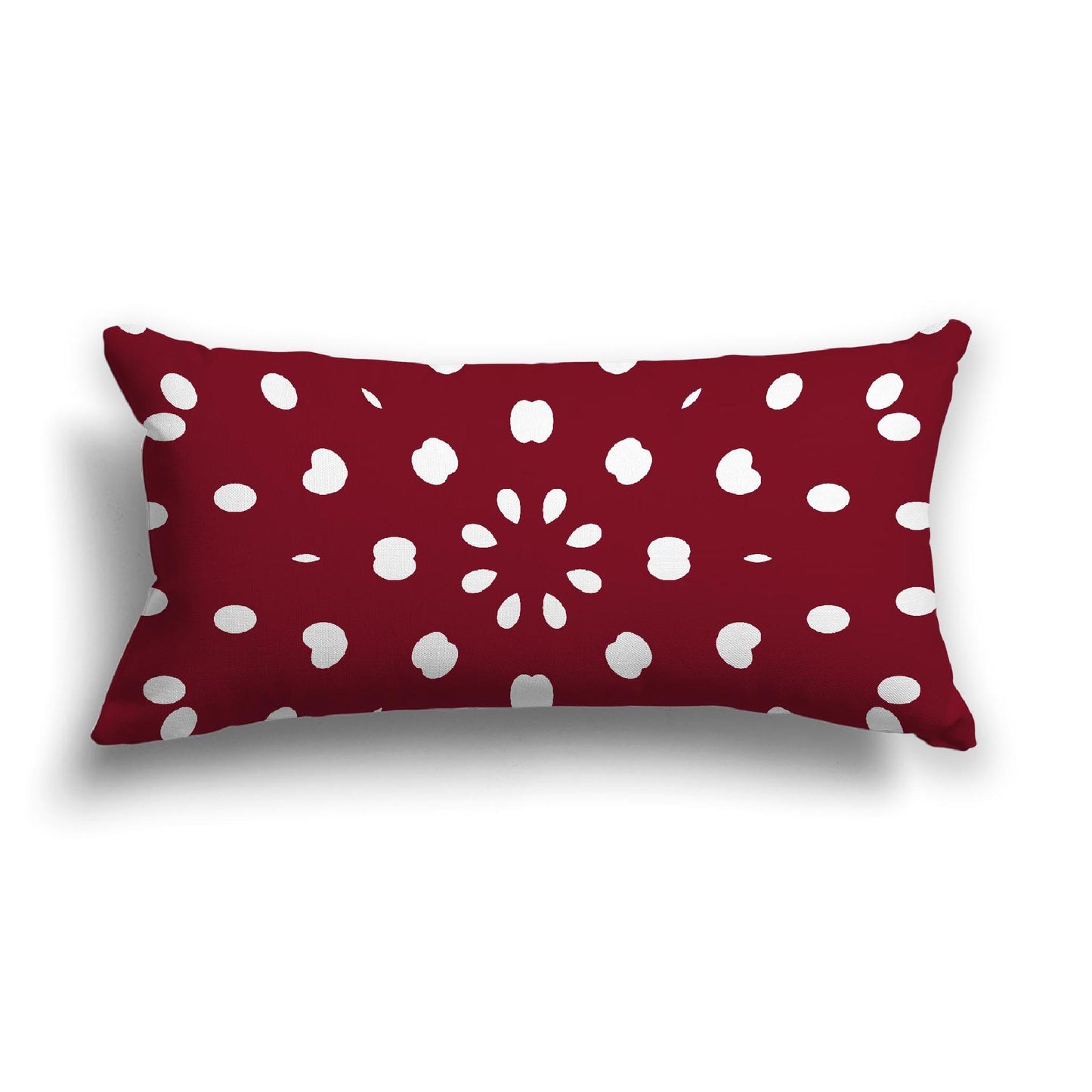 Burgundy Red Cotton Canvas Cushion Covers with Off-White Burst Pattern on Front, 24 x 12 inches / 61 x 30 cm