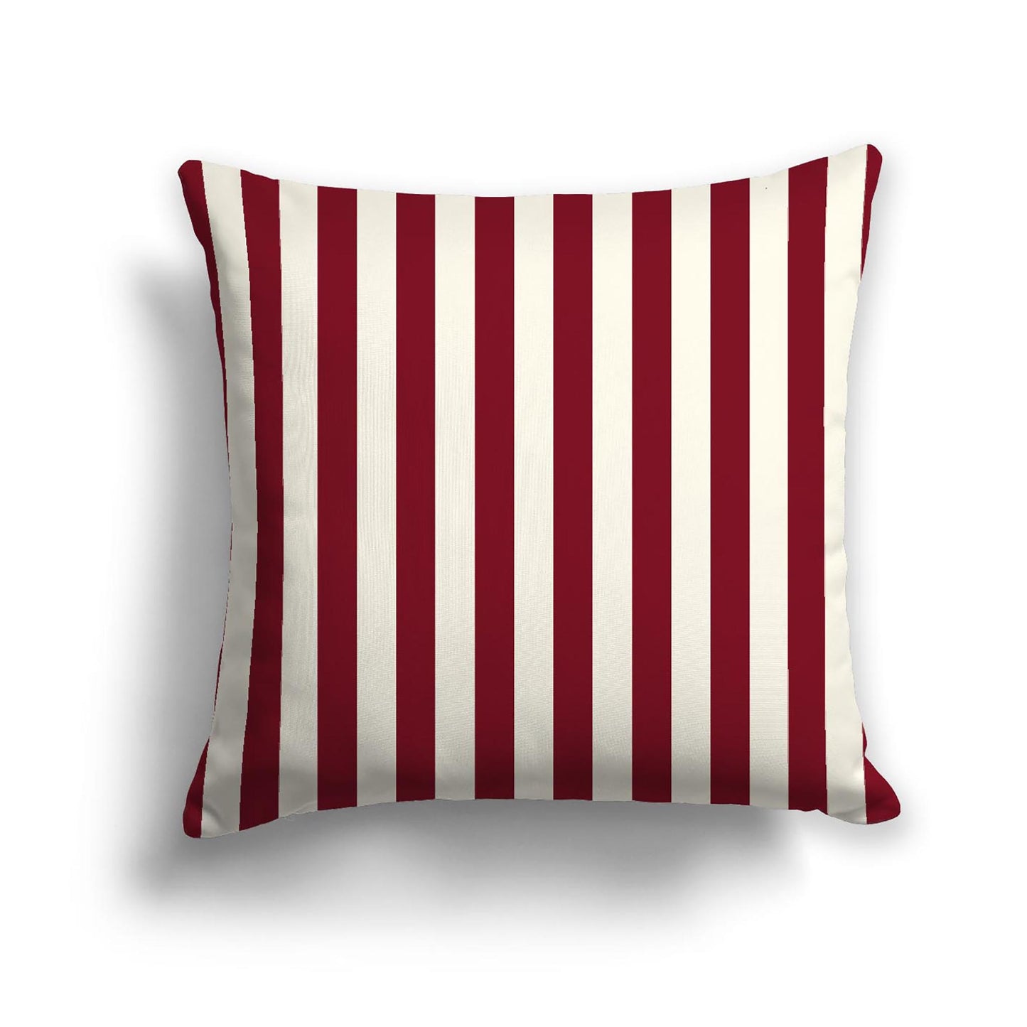 Pale Cream Cotton Canvas Cushion Covers with Burgundy Red Bars on Front, 18 x 18 inches / 46 x 46 cm