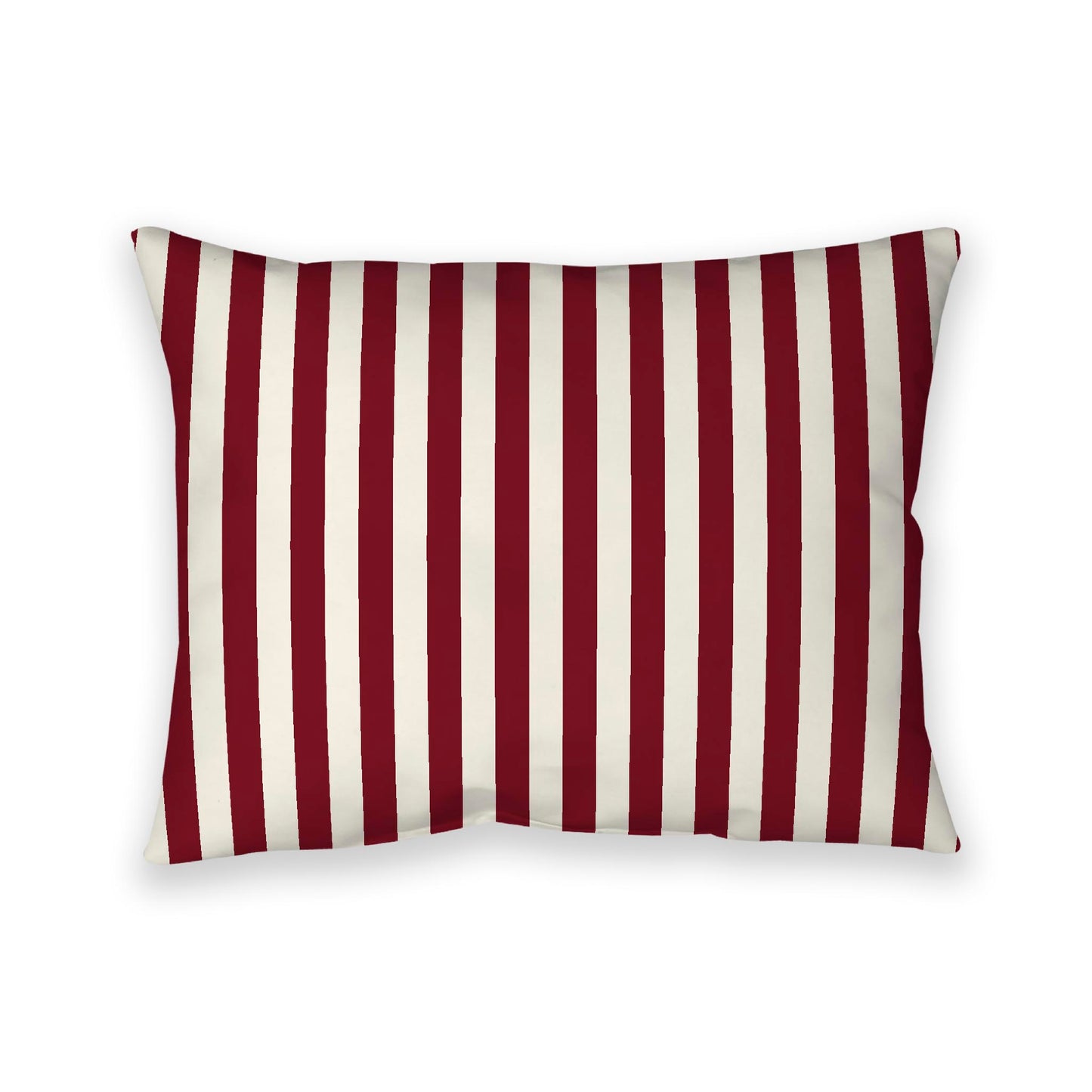 Pale Cream Cotton Canvas Cushion Covers with Burgundy Red Bars on Front, 26 x 20 inches / 66 x 51 cm
