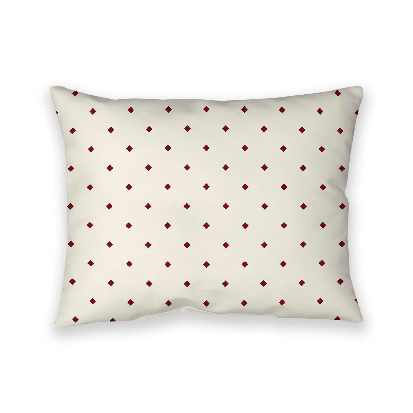 Pale Cream Cotton Canvas Cushion Covers with Burgundy Red Diamonds on Front, 26 x 20 inches / 66 x 51 cm
