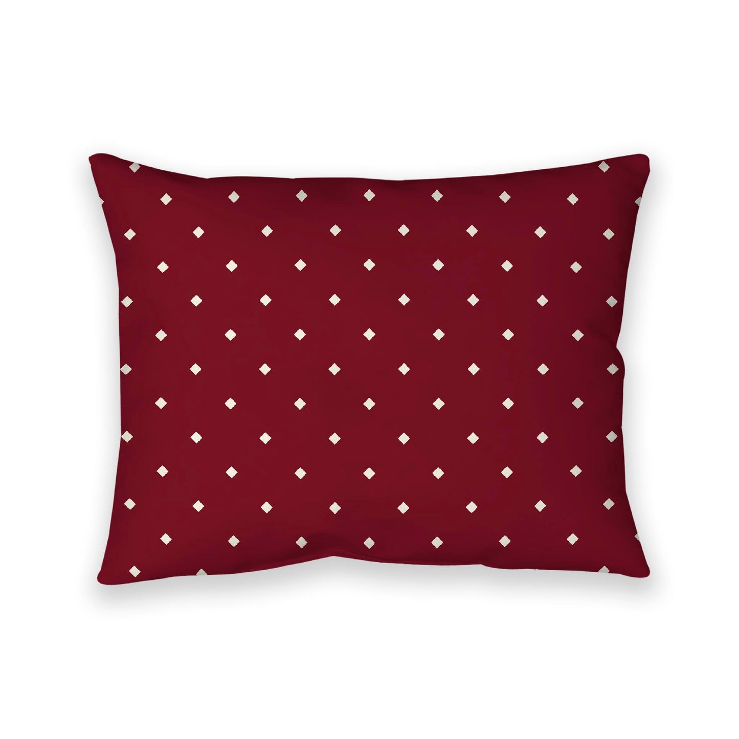 Burgundy Red Cotton Canvas Cushion Covers with Pale Cream Diamonds on Front, 26 x 20 inches / 66 x 51 cm