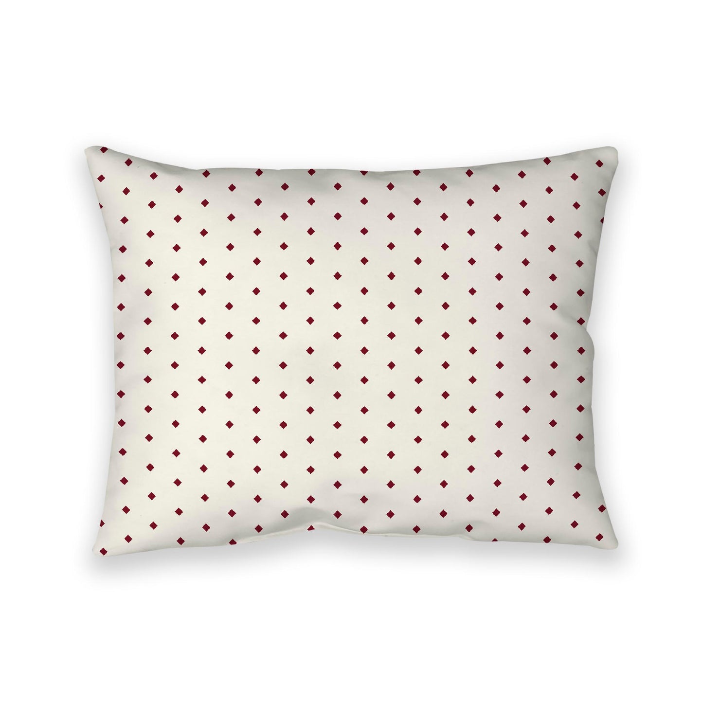 Pale Cream Cotton Canvas Cushion Covers with Fine Burgundy Red Diamonds on Front, 26 x 20 inches / 66 x 51 cm