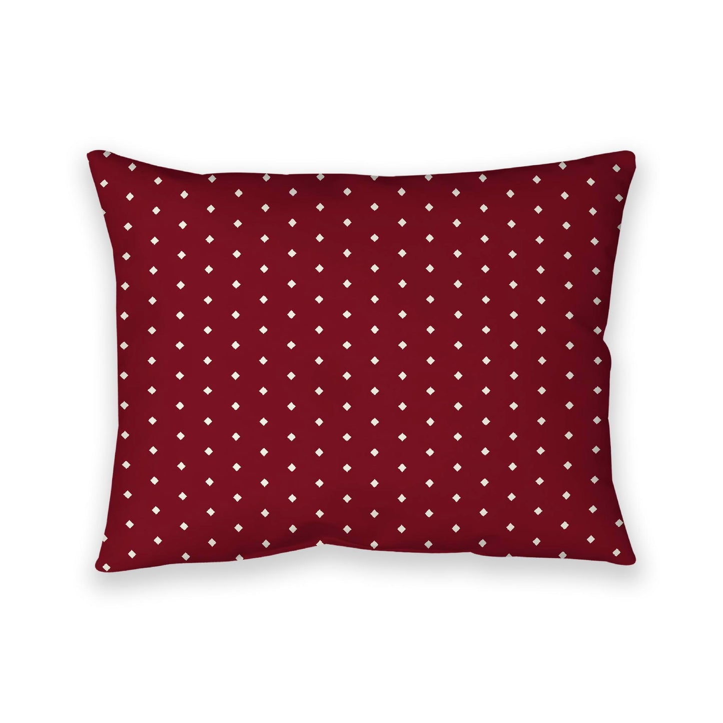Burgundy Red Cotton Canvas Cushion Covers with Fine Pale Cream Diamonds on Front, 26 x 20 inches / 66 x 51 cm