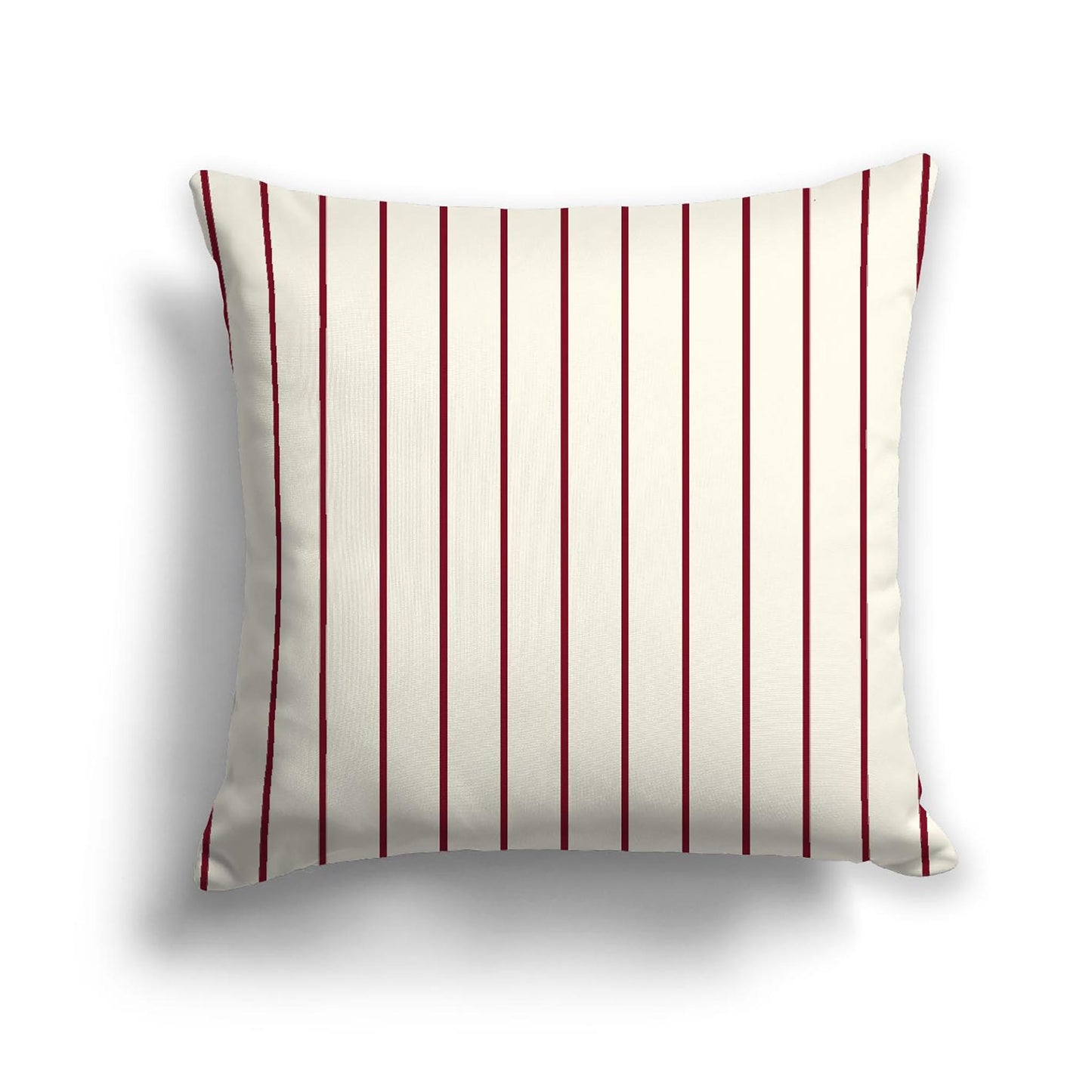 Pale Cream Cotton Canvas Cushion Covers with Fine Burgundy Red Stripes on Front, 18 x 18 inches / 46 x 46 cm