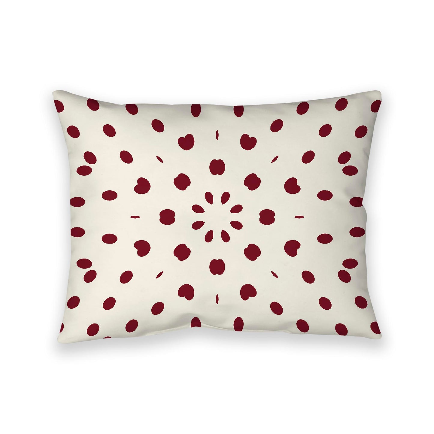 Pale Cream Cotton Canvas Cushion Covers with Burgundy Red Burst Pattern on Front, 26 x 20 inches / 66 x 51 cm