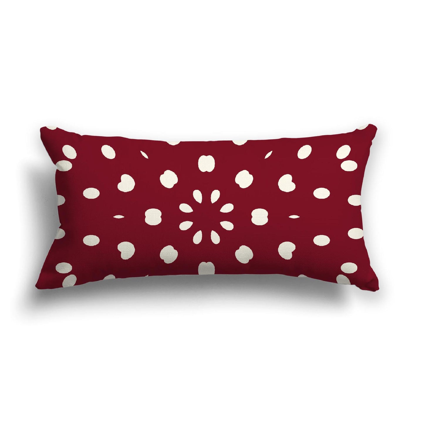 Burgundy Red Cotton Canvas Cushion Covers with Pale Cream Burst Pattern on Front, 24 x 12 inches / 61 x 30 cm