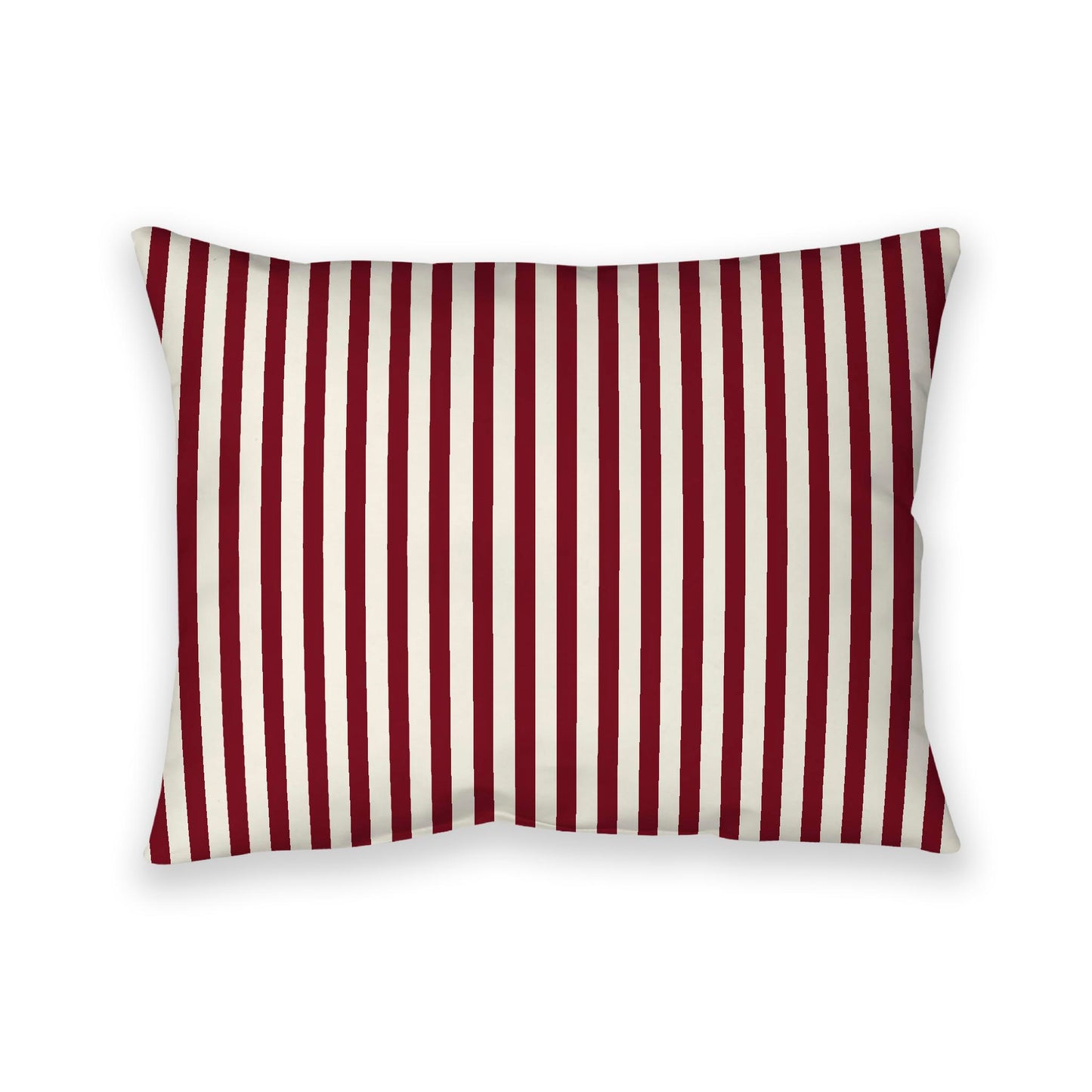 Pale Cream Cotton Canvas Cushion Covers with Thin Burgundy Red Bars on Front, 26 x 20 inches / 66 x 51 cm