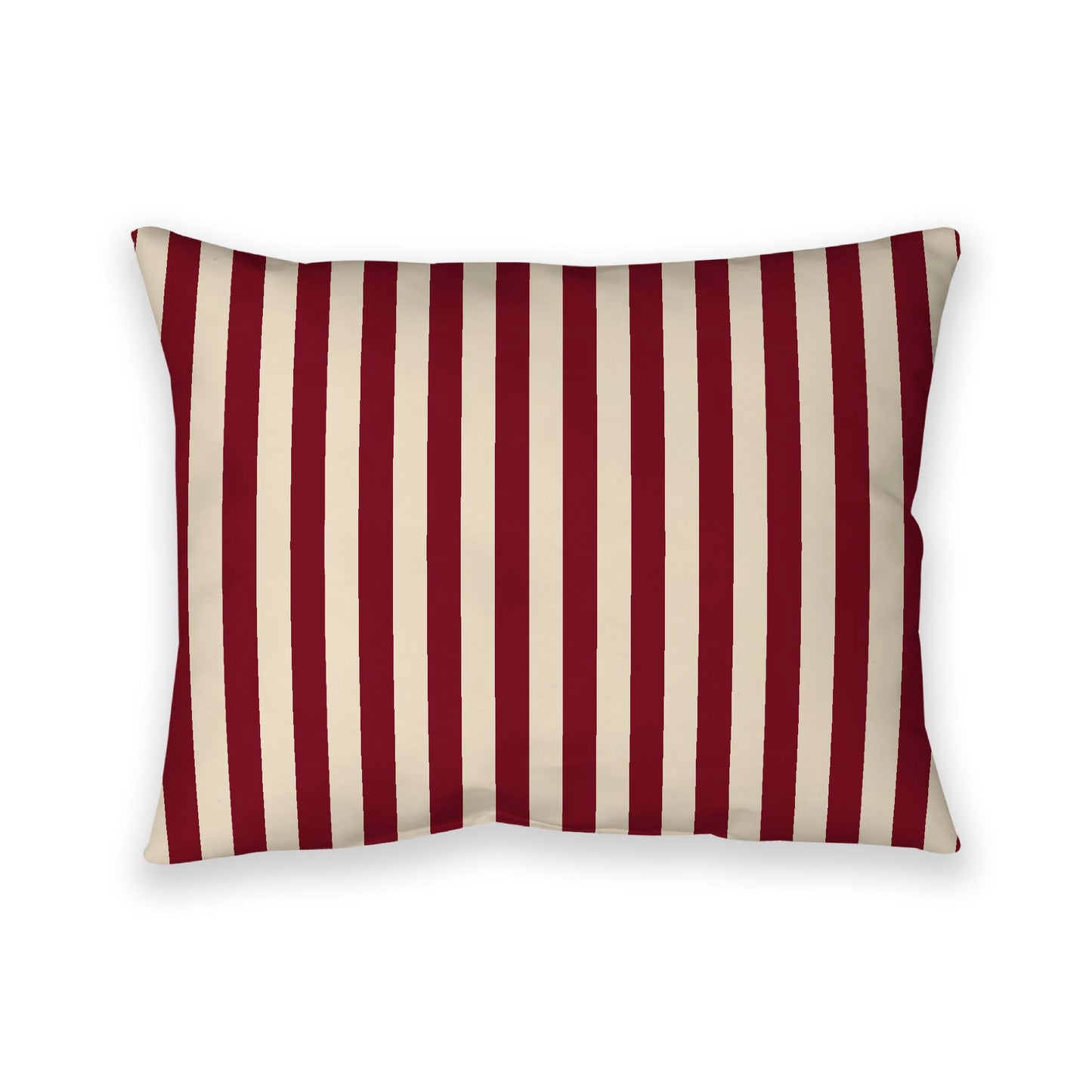 Beige Cotton Canvas Cushion Covers with Burgundy Red Bars on Front, 26 x 20 inches / 66 x 51 cm