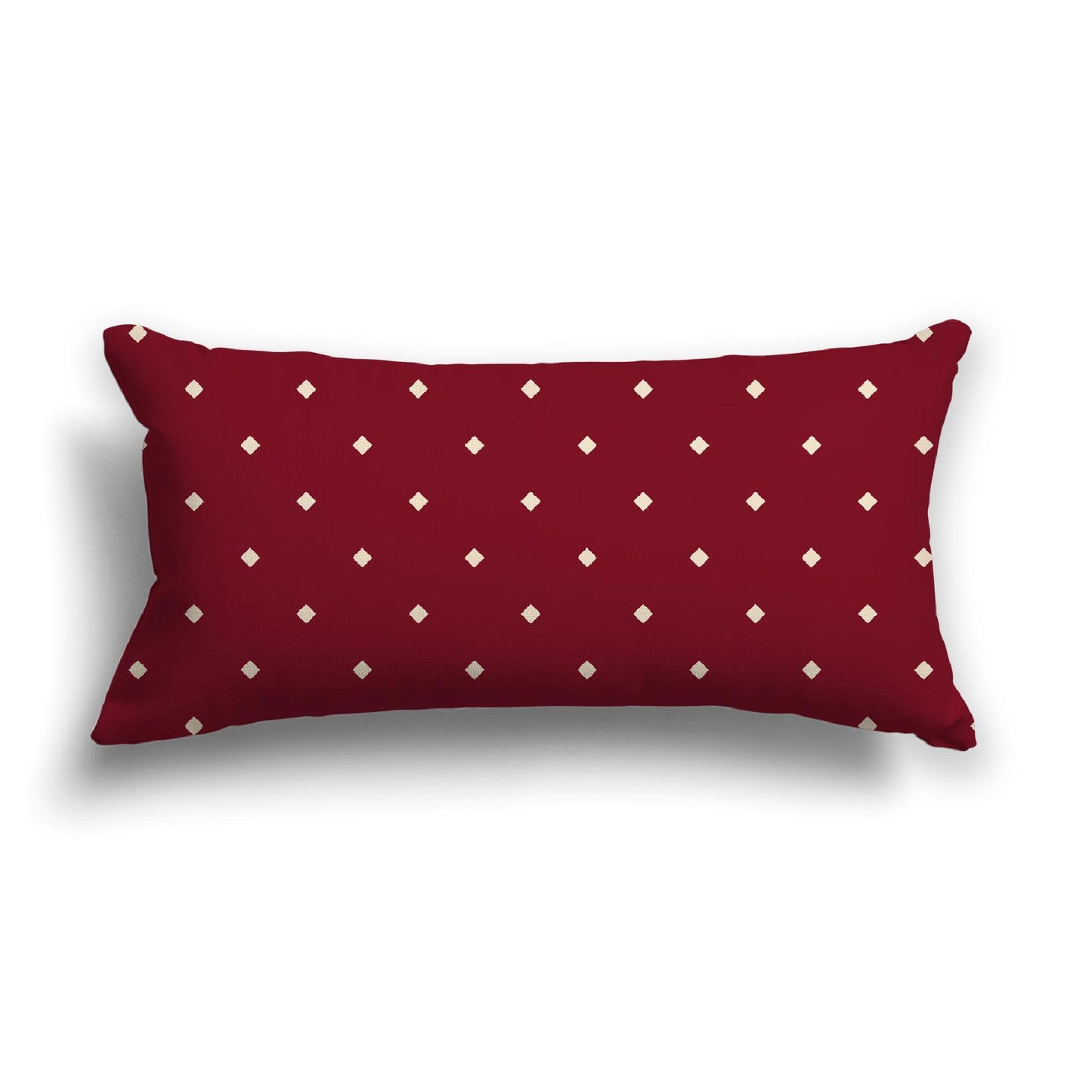 Burgundy Red Cotton Canvas Cushion Covers with Beige Diamonds on Front, 24 x 12 inches / 61 x 30 cm