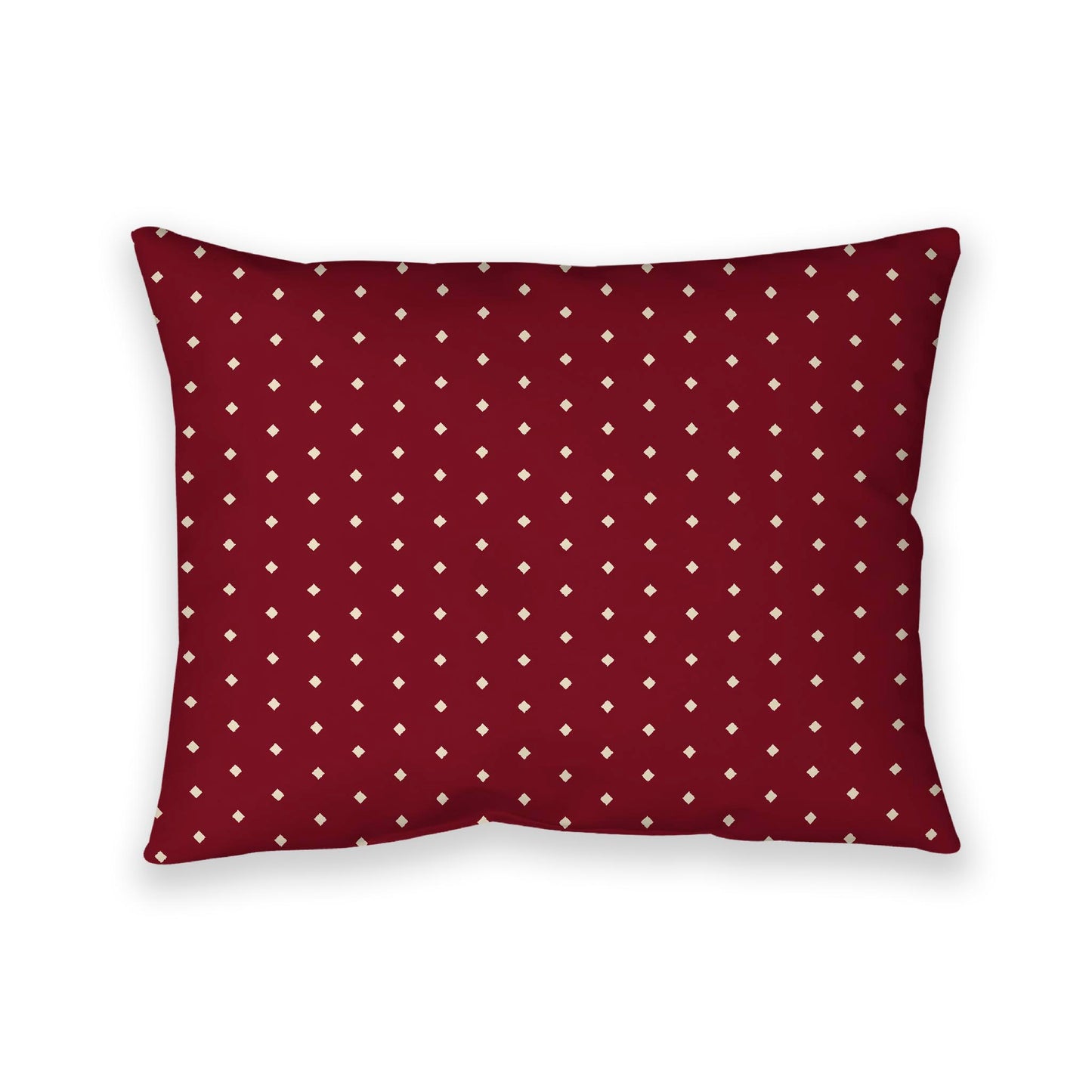 Burgundy Red Cotton Canvas Cushion Covers with Fine Beige Diamonds on Front, 26 x 20 inches / 66 x 51 cm