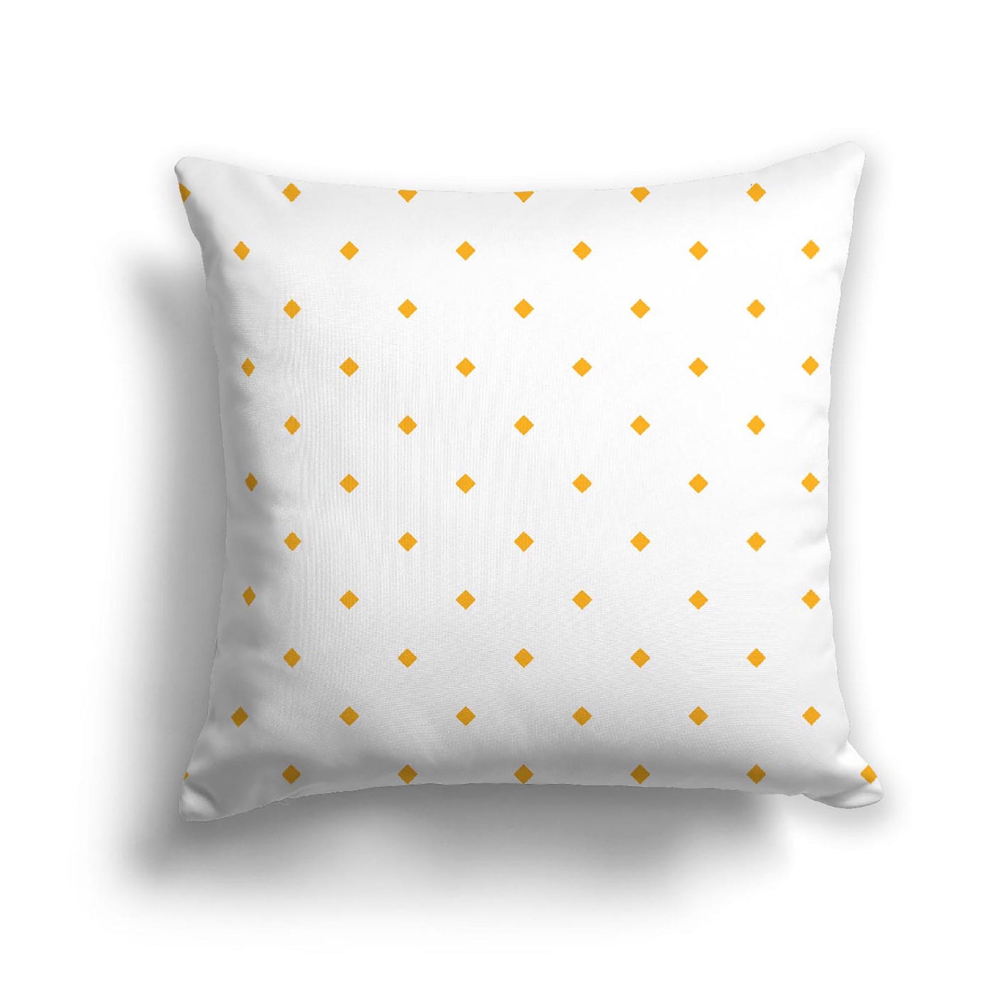 Off-White Cotton Canvas Cushion Covers with Yellow-Orange Diamonds on Front, CACU-1310-101