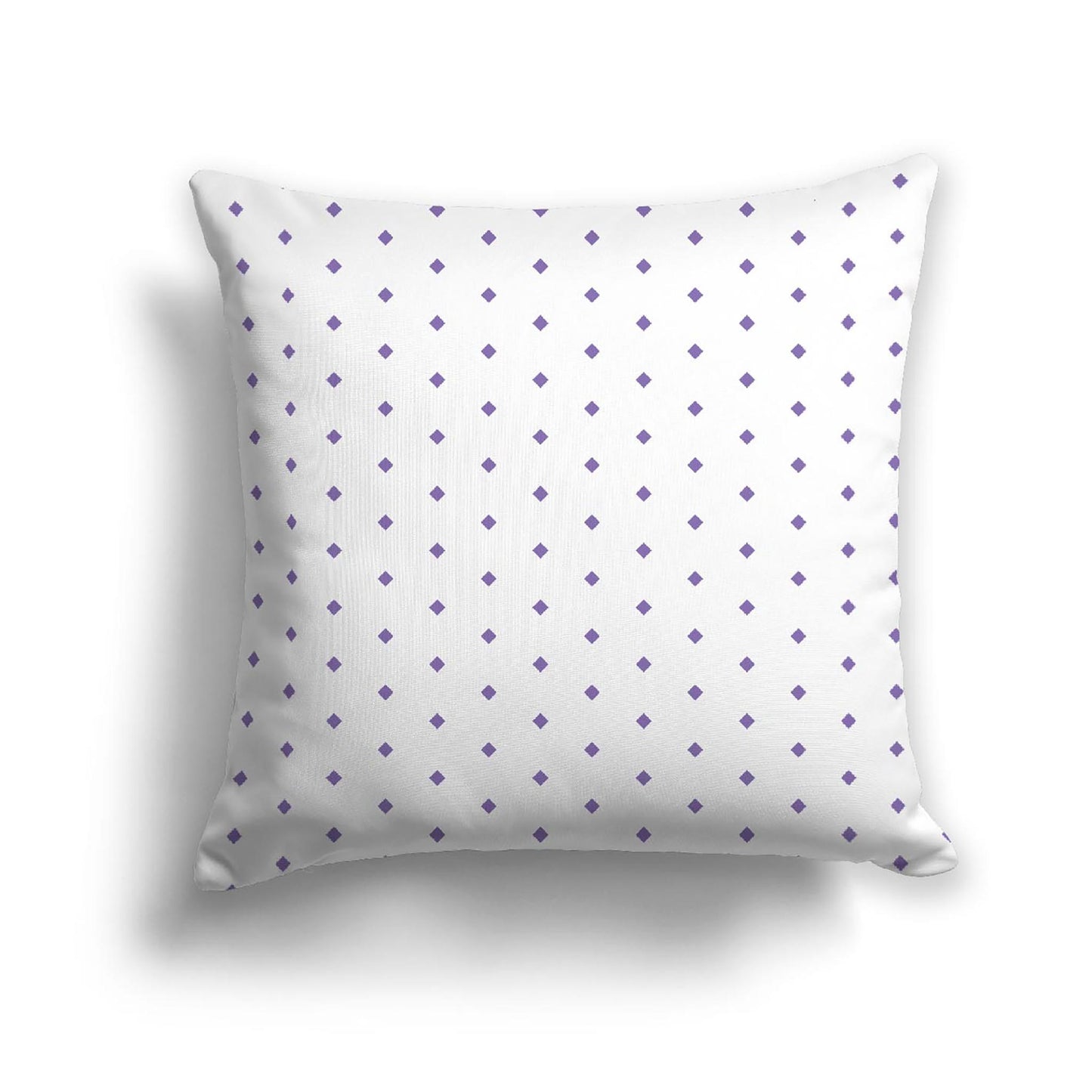 White Spun Polyester Throw Pillow with Fine Purple Diamonds on Front, USCU-1320-111