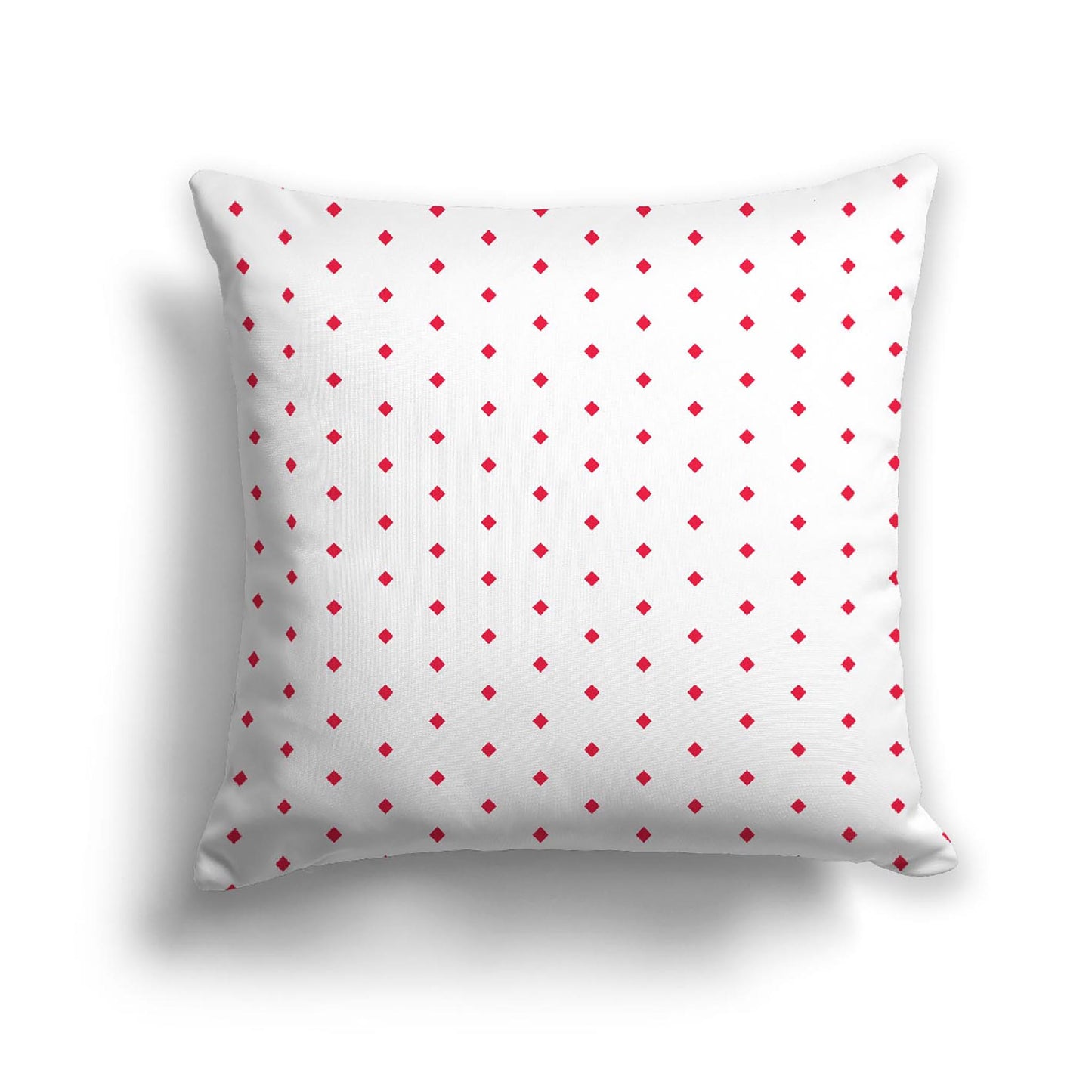 White Spun Polyester Throw Pillow with Fine Red Diamonds on Front, USCU-1330-111