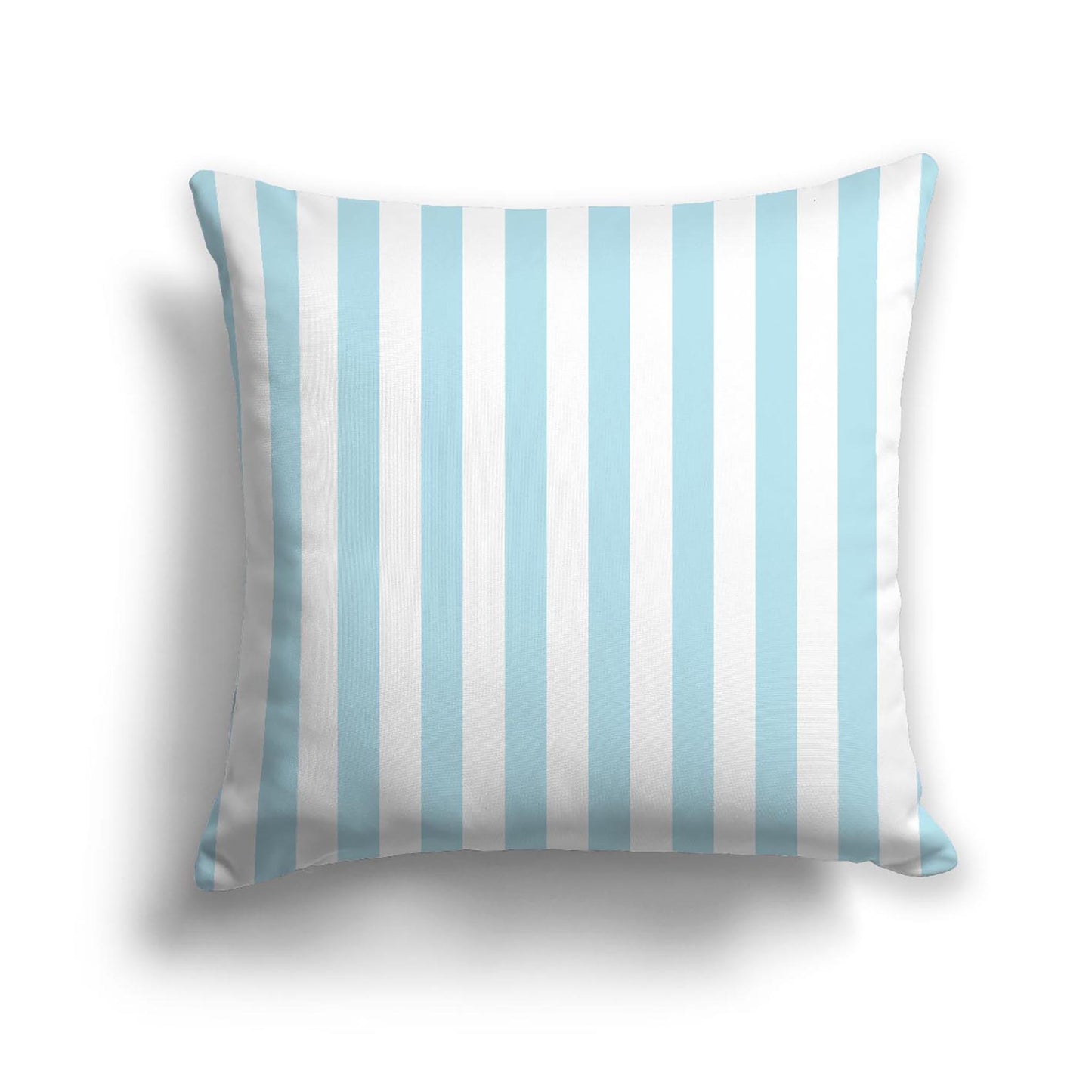 White Spun Polyester Throw Pillow with Light Blue Bars on Front, USCU-1370-051