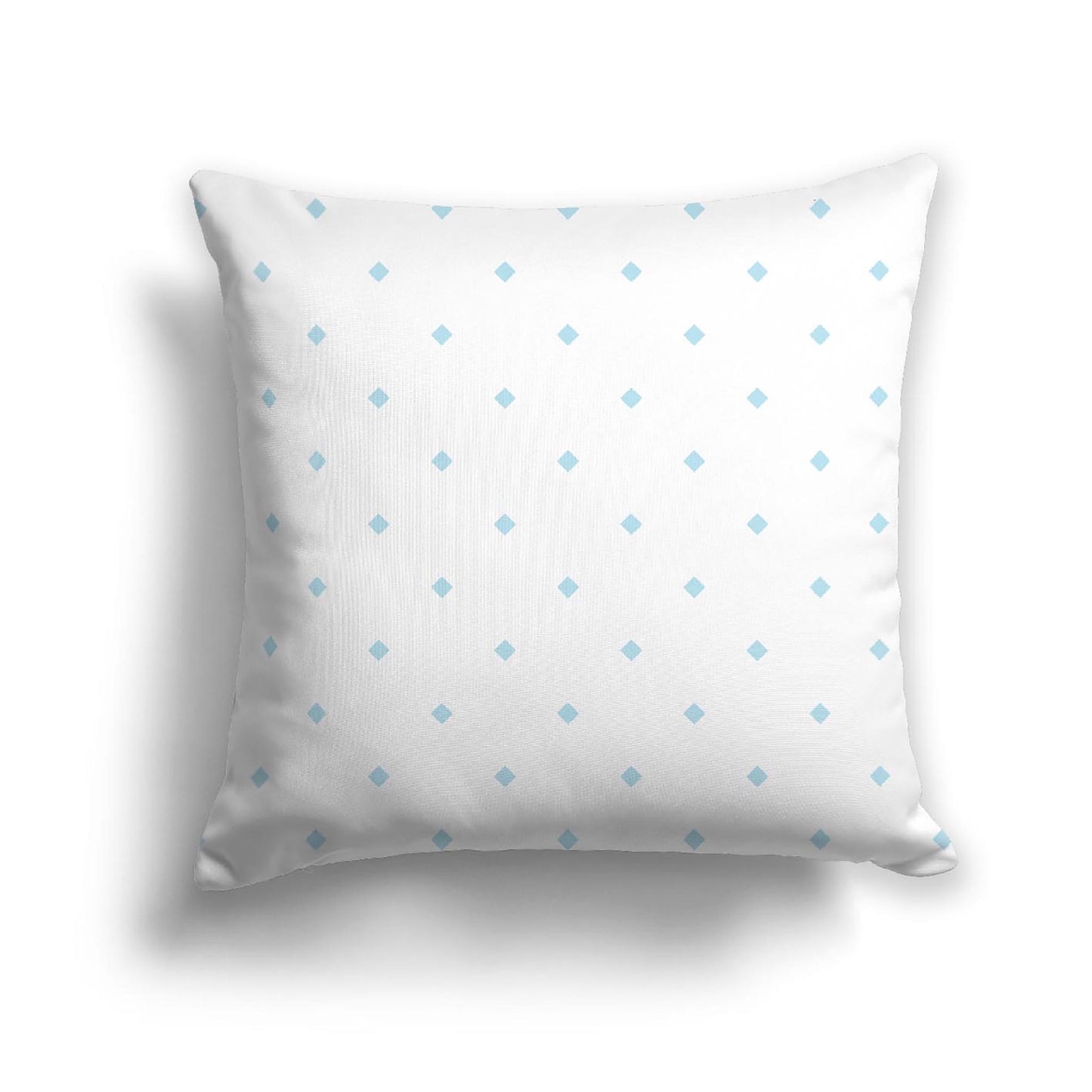 White Spun Polyester Throw Pillow with Light Blue Diamonds on Front, USCU-1370-101