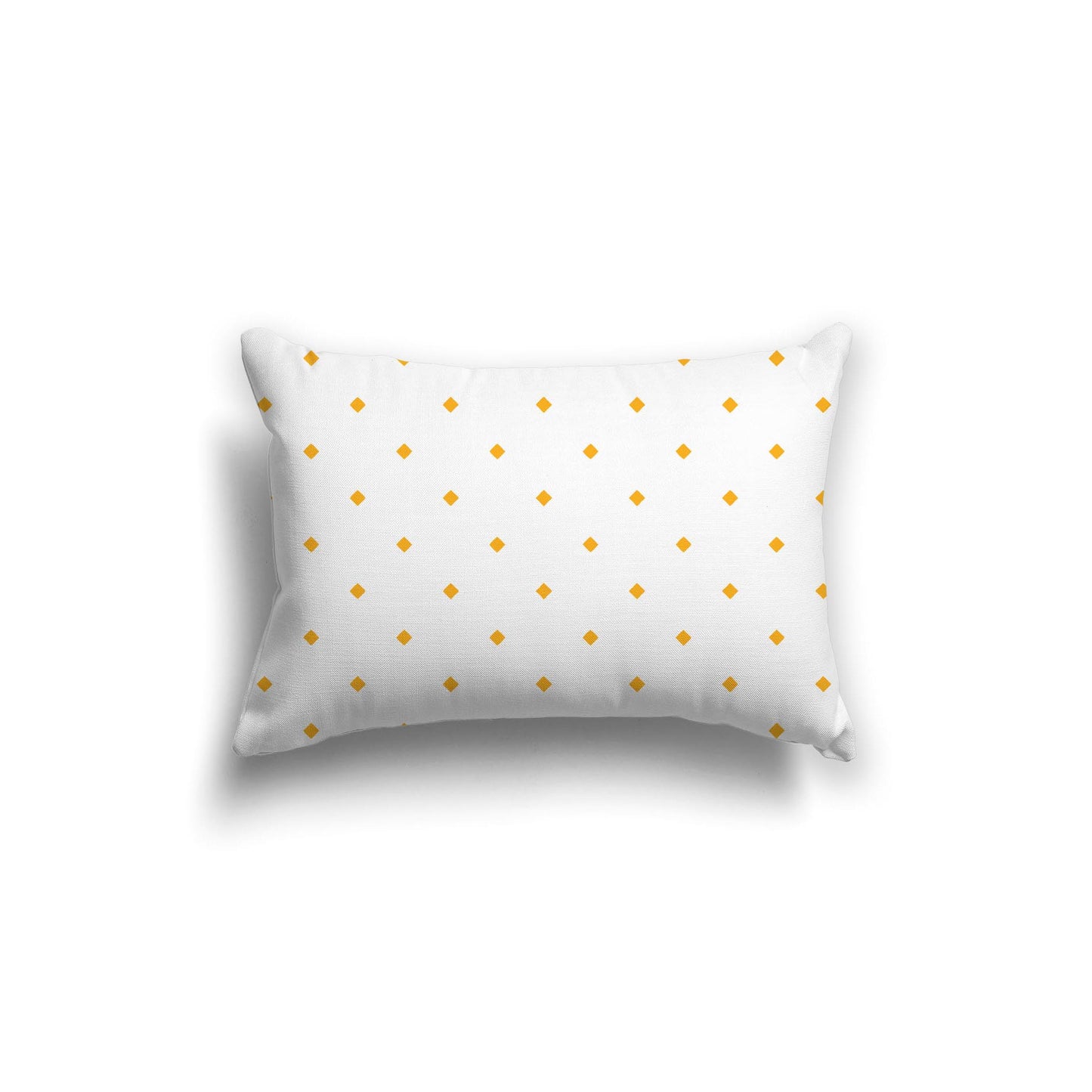 Off-White Cotton Canvas Cushion Covers with Yellow-Orange Diamonds on Front, CACU-1390-101