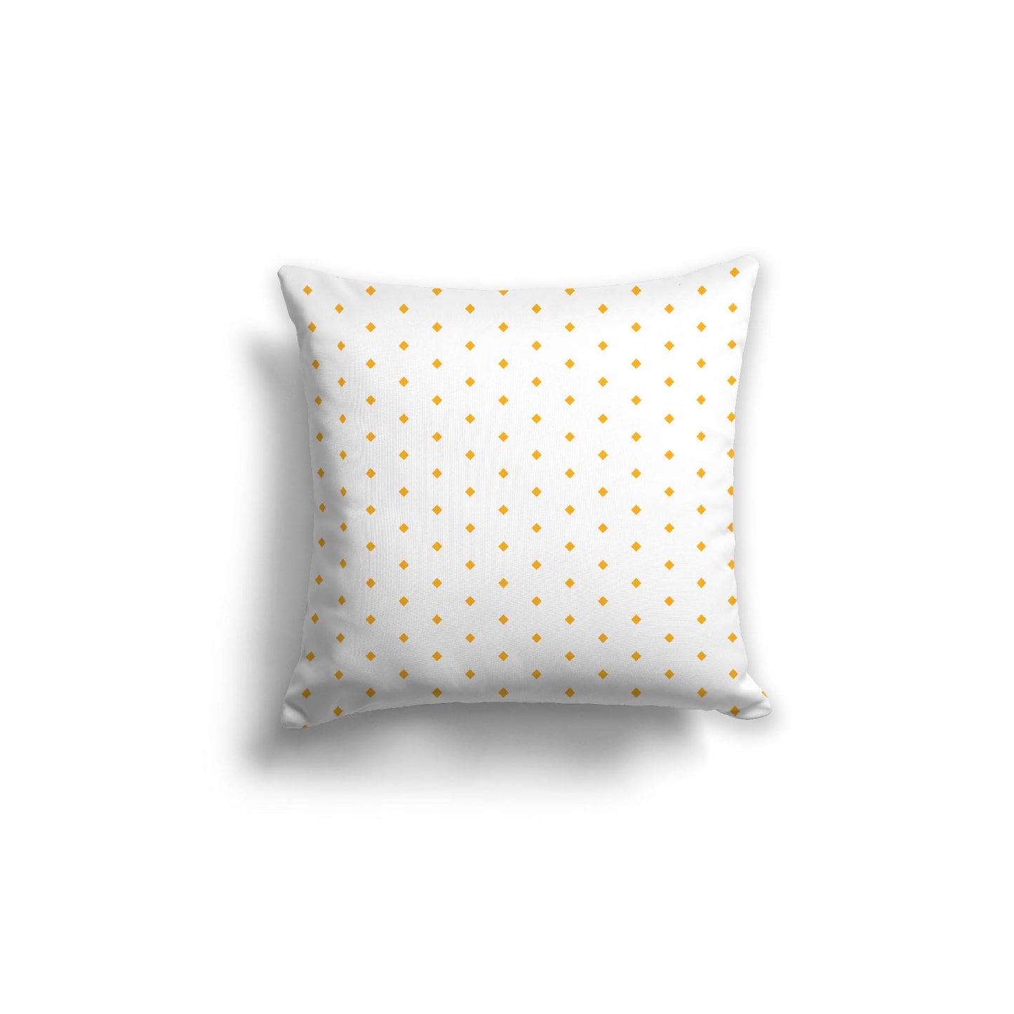 Off-White Cotton Canvas Cushion Covers with Fine Yellow-Orange Diamonds on Front, CACU-1390-111