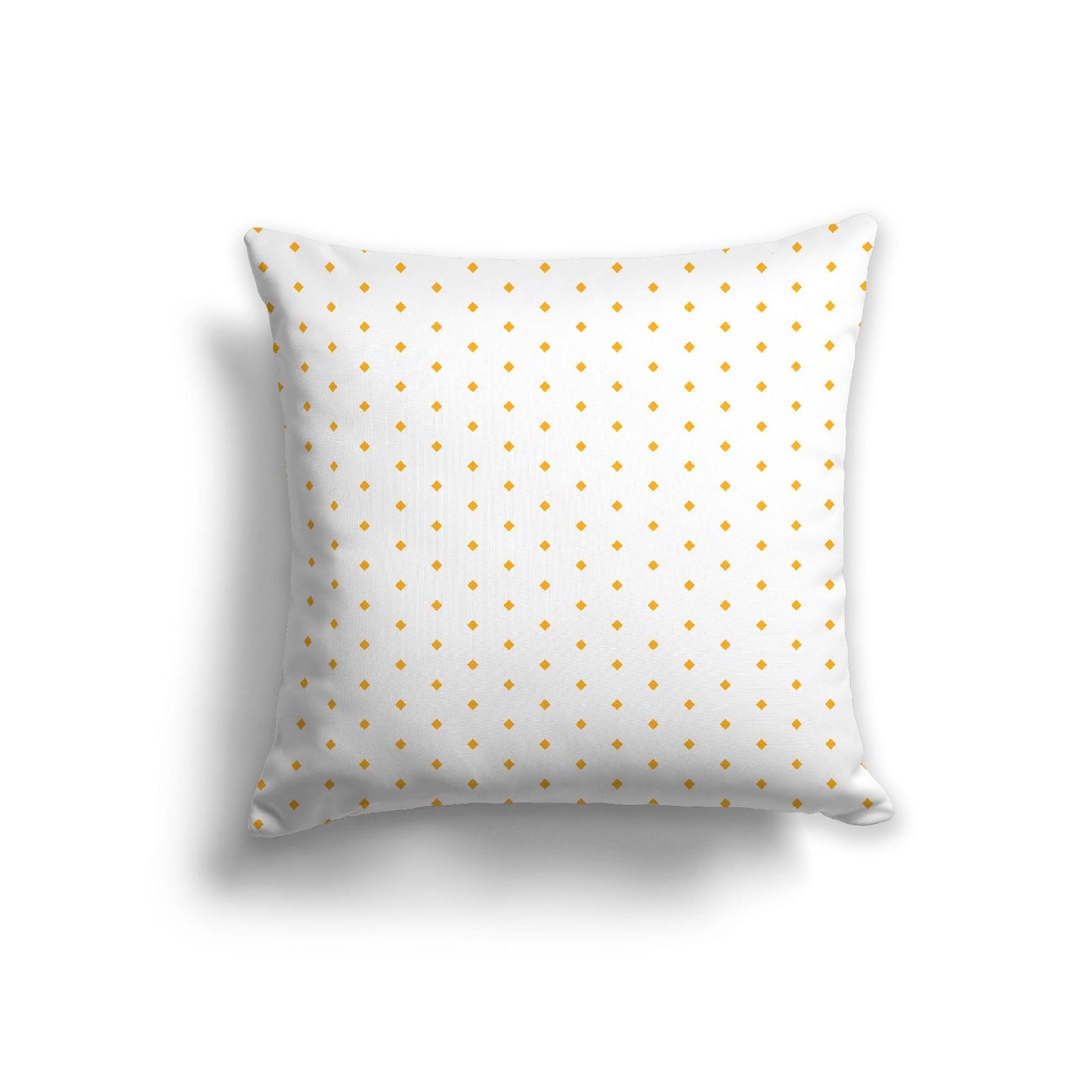 Off-White Cotton Canvas Cushion Covers with Fine Yellow-Orange Diamonds on Front, CACU-1390-111