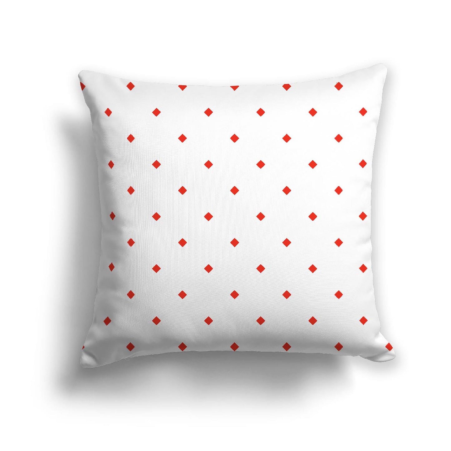White Spun Polyester Throw Pillow with Red-Orange Diamonds on Front, USCU-1410-101