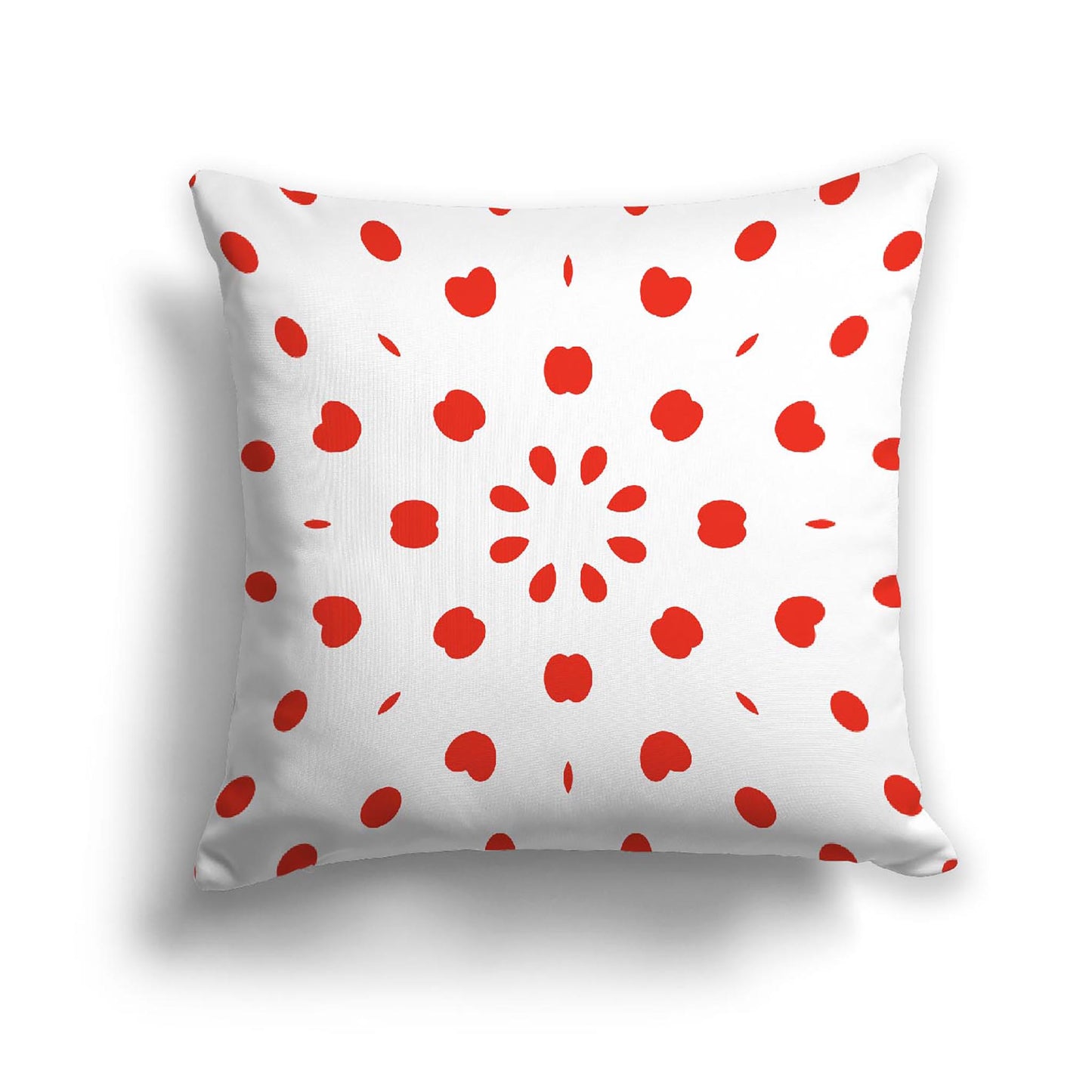 White Spun Polyester Throw Pillow with Red-Orange Burst Pattern on Front, USCU-1410-231