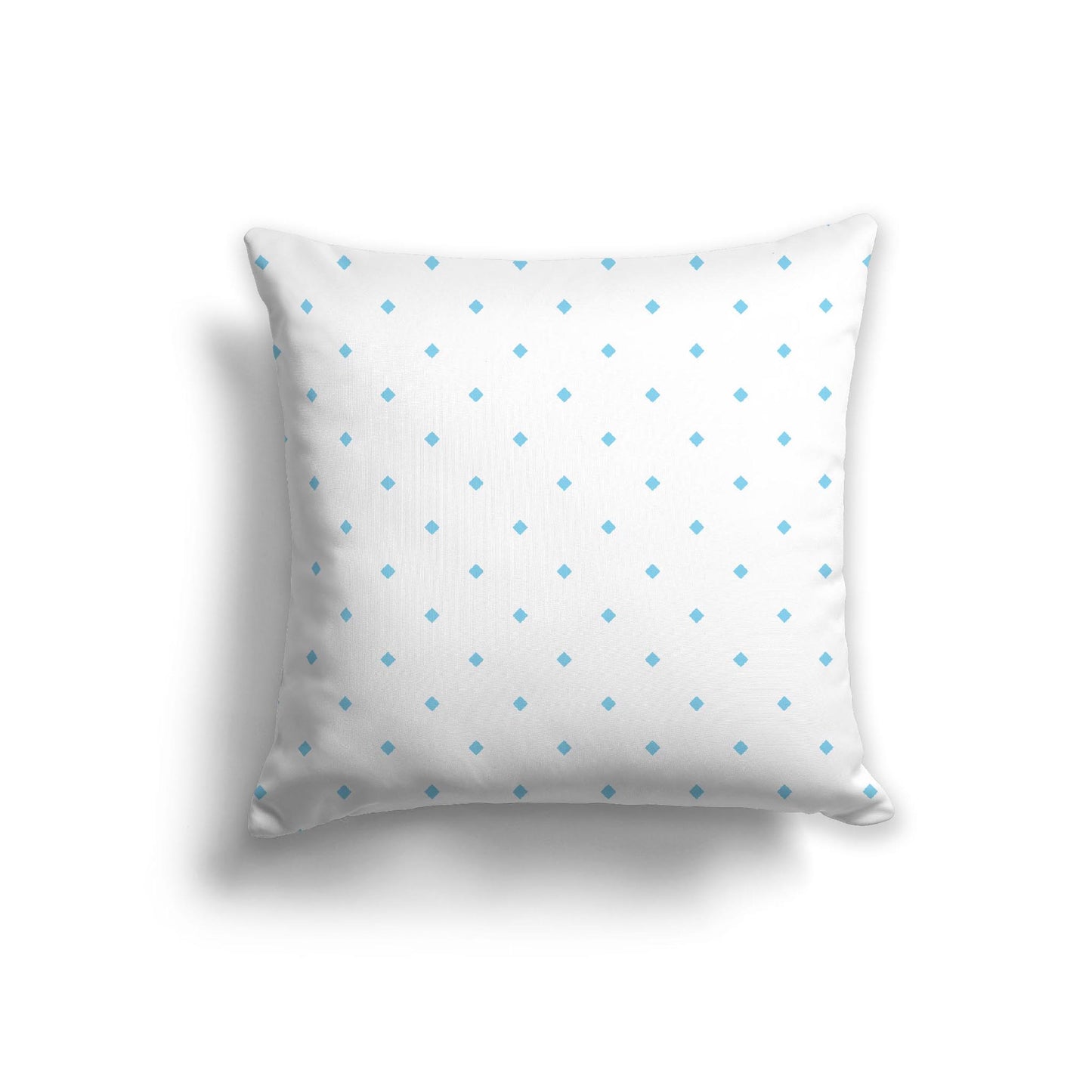 Off-White Cotton Canvas Cushion Covers with Blue Diamonds on Front, CACU-1430-101